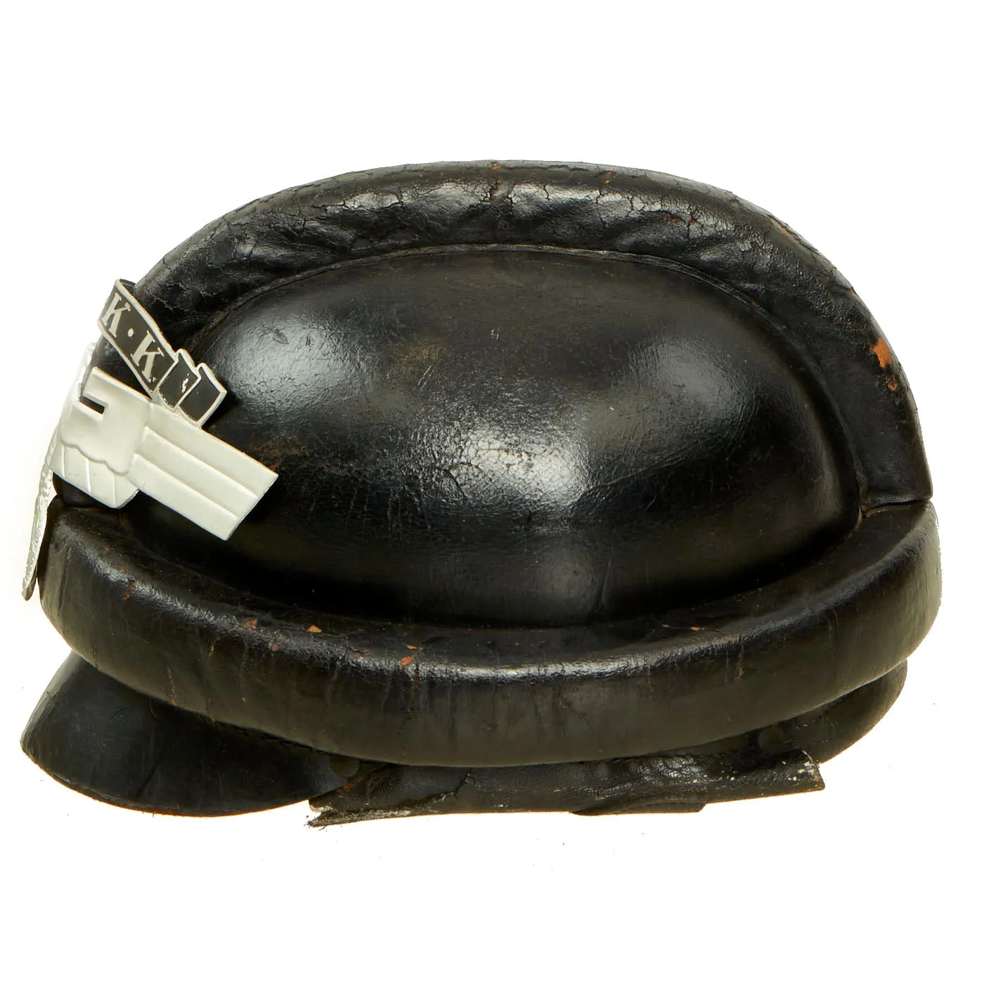 Original German WWII 2nd Pattern NSKK Crash Helmet with NOS Front Plate - Size 59