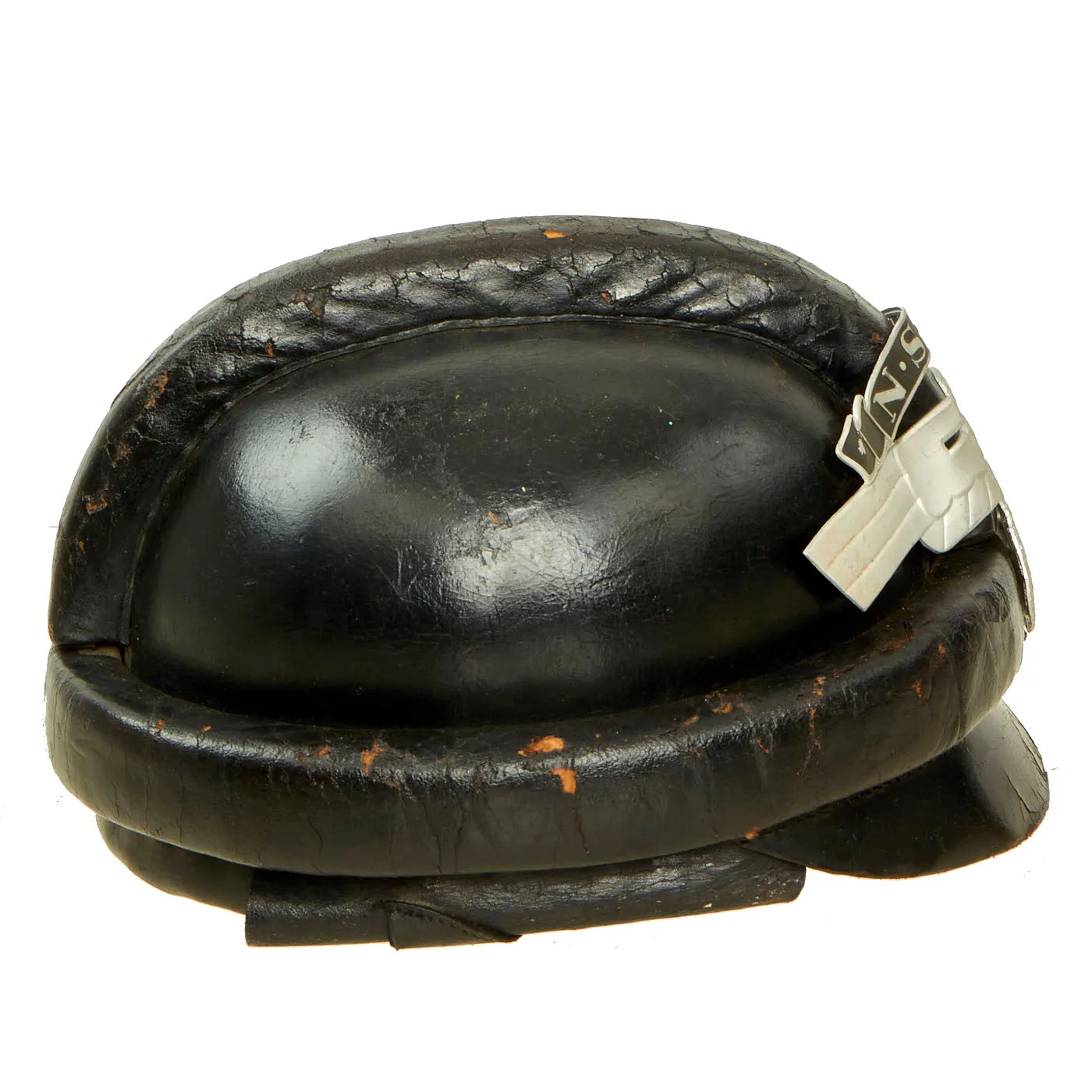 Original German WWII 2nd Pattern NSKK Crash Helmet with NOS Front Plate - Size 59