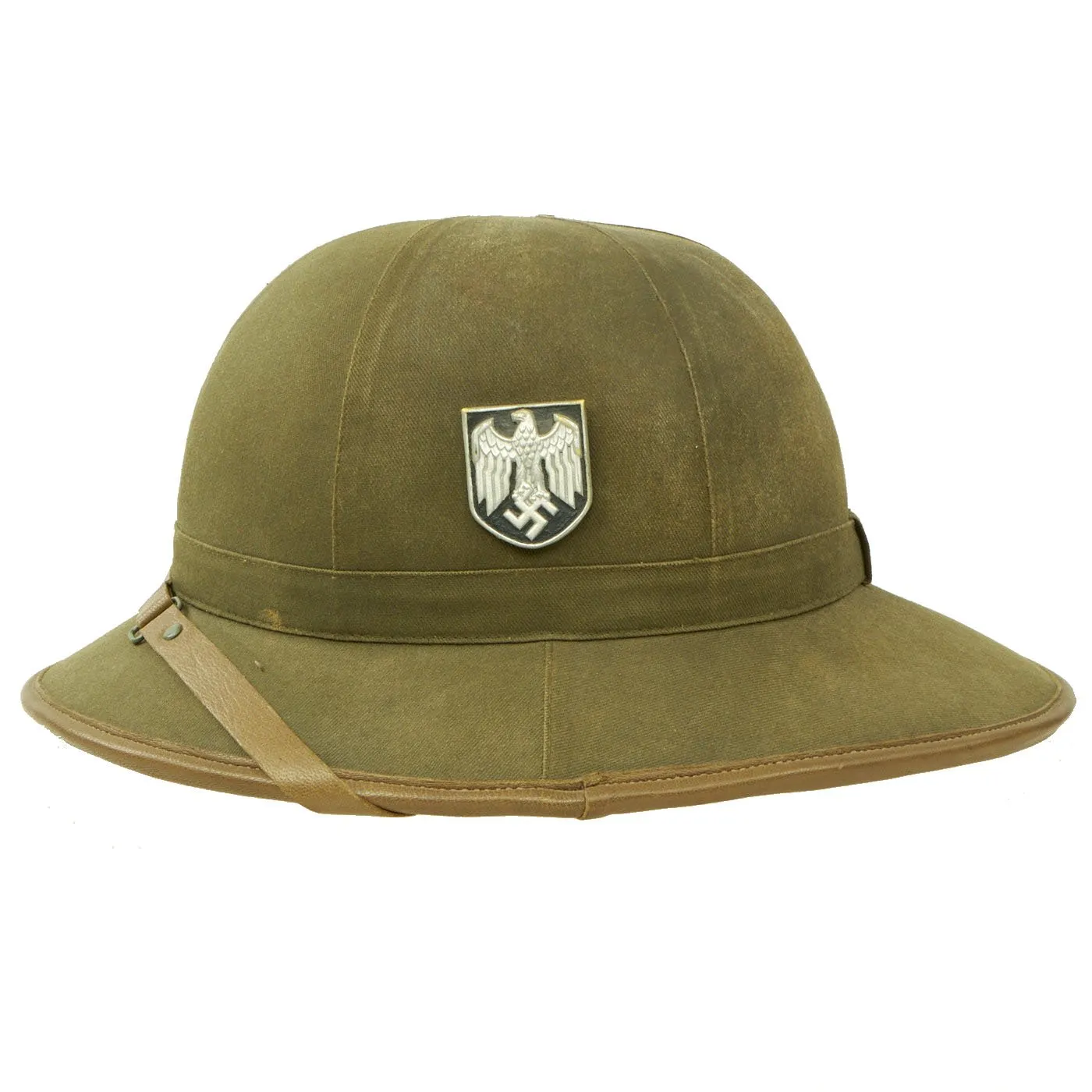 Original German WWII First Model DAK Afrikakorps Green Sun Helmet