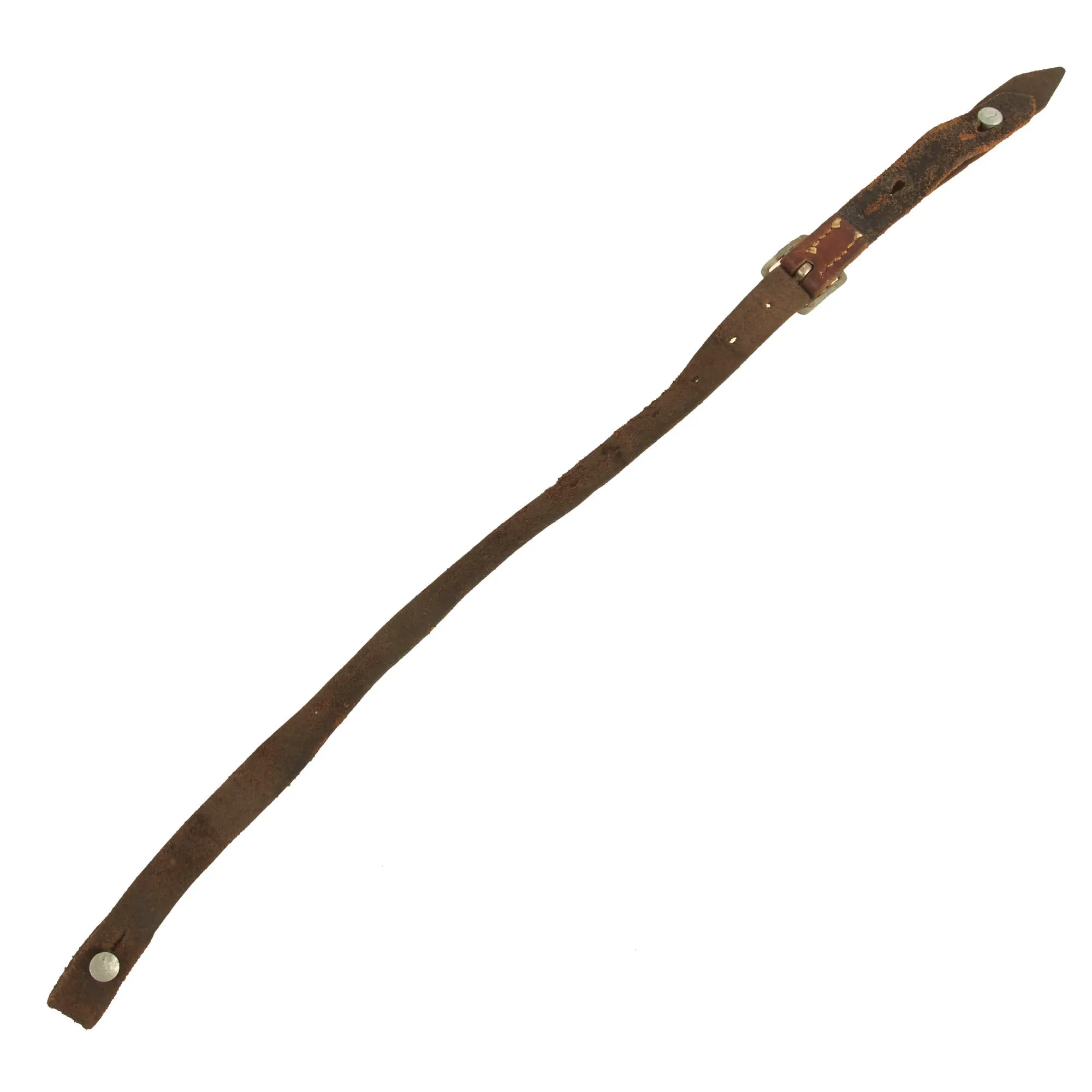 Original German WWII M-31 Helmet Liner Leather Chinstrap with Attachment Studs - Fits M35, M40, and M42 Helmets