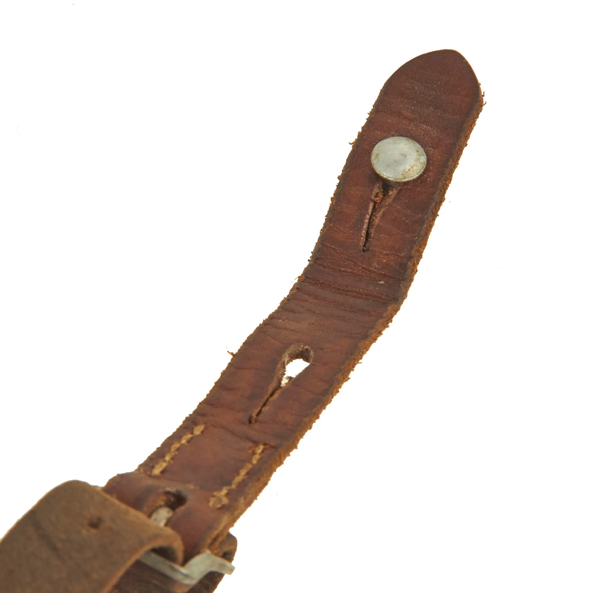 Original German WWII M-31 Helmet Liner Leather Chinstrap with Attachment Studs - Fits M35, M40, and M42 Helmets