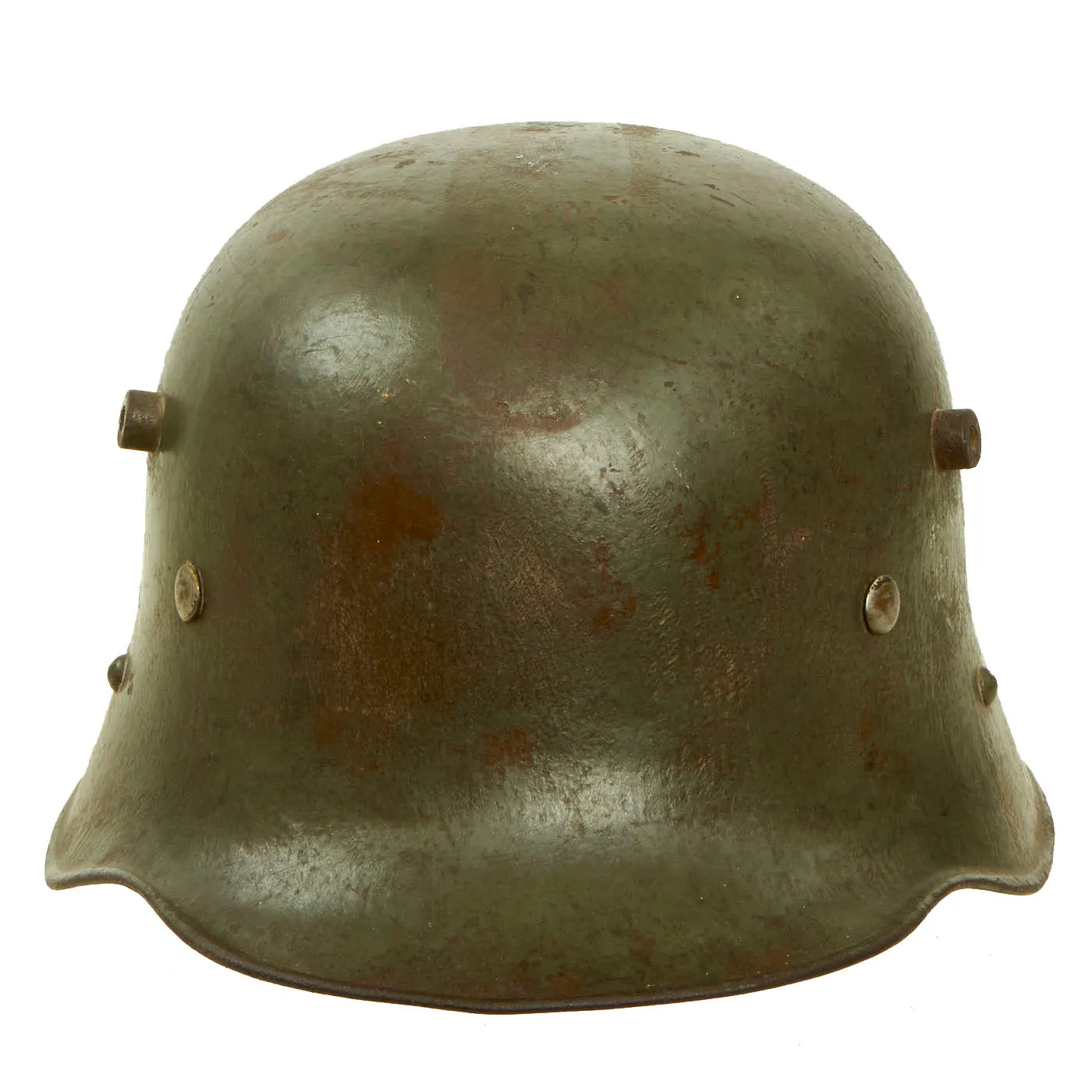 Original German WWII M17 Transitional Army Double Decal Overpaint Helmet - Austrian M-1917 Size 66 Shell