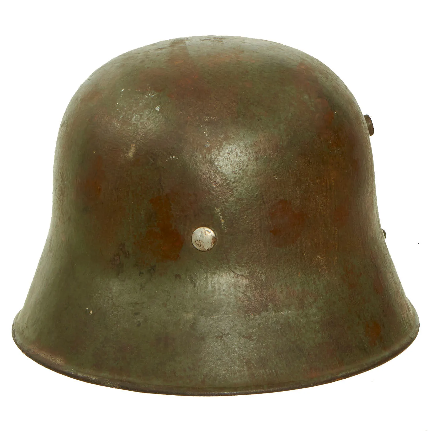 Original German WWII M17 Transitional Army Double Decal Overpaint Helmet - Austrian M-1917 Size 66 Shell