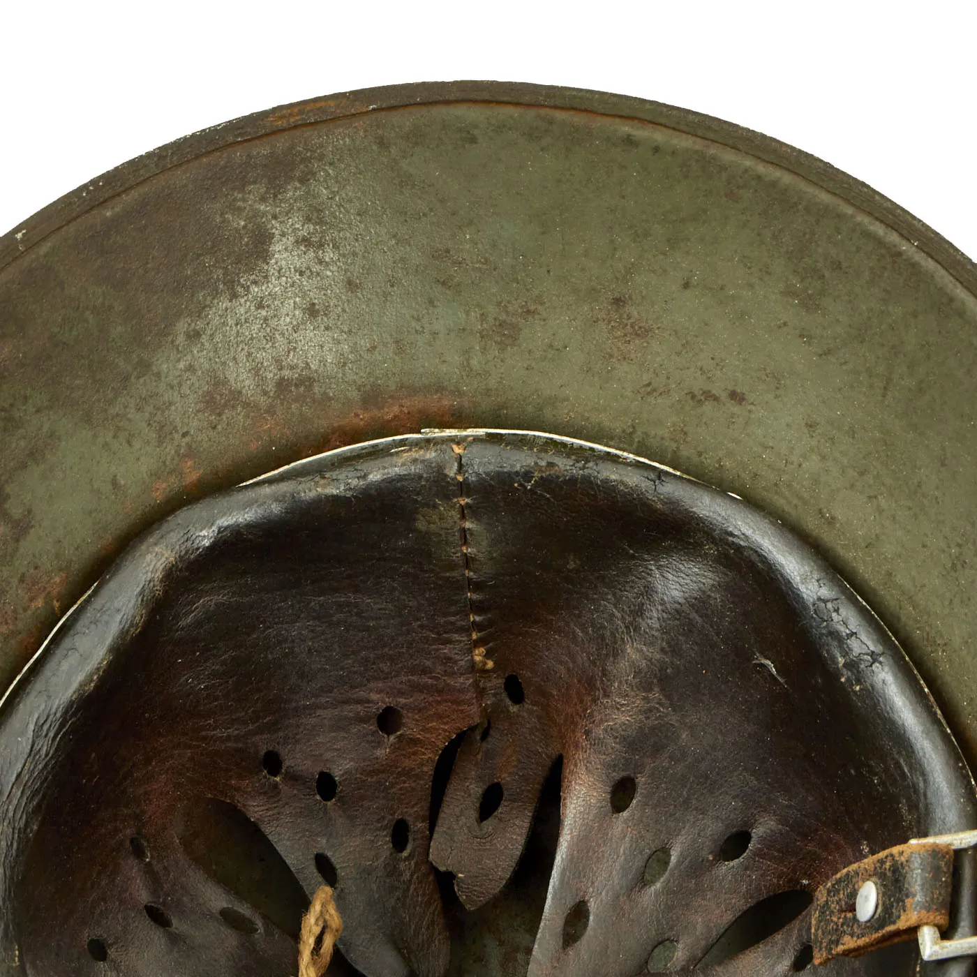 Original German WWII M17 Transitional Army Double Decal Overpaint Helmet - Austrian M-1917 Size 66 Shell