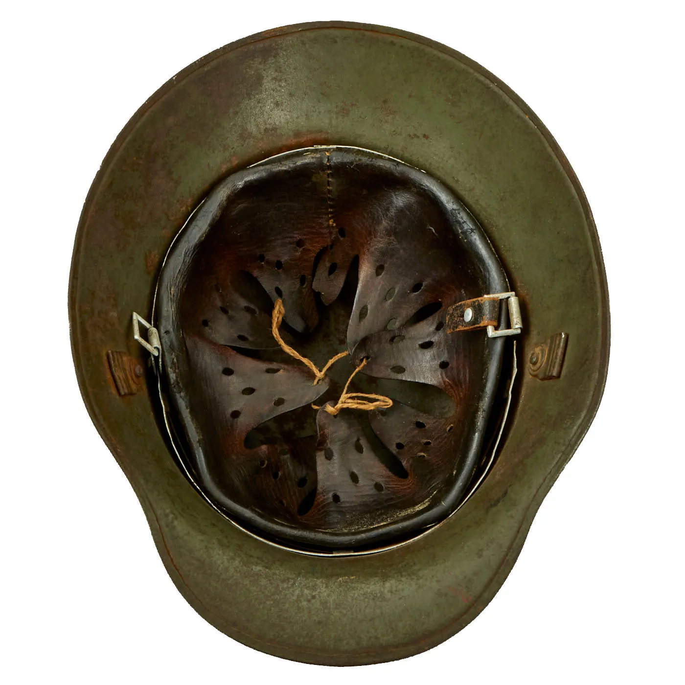 Original German WWII M17 Transitional Army Double Decal Overpaint Helmet - Austrian M-1917 Size 66 Shell