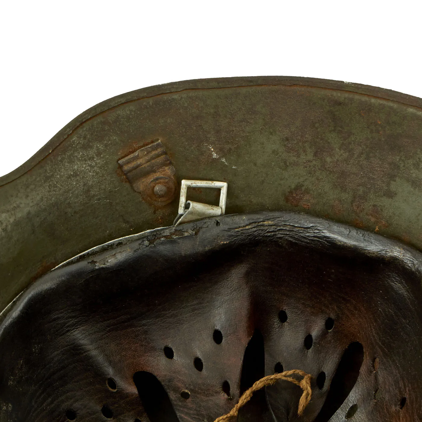 Original German WWII M17 Transitional Army Double Decal Overpaint Helmet - Austrian M-1917 Size 66 Shell