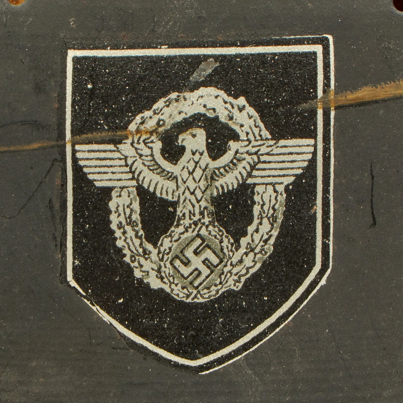 Original German WWII M34 Civic Square Dip NSDAP Double Decal Protection Police Steel Helmet - size 55