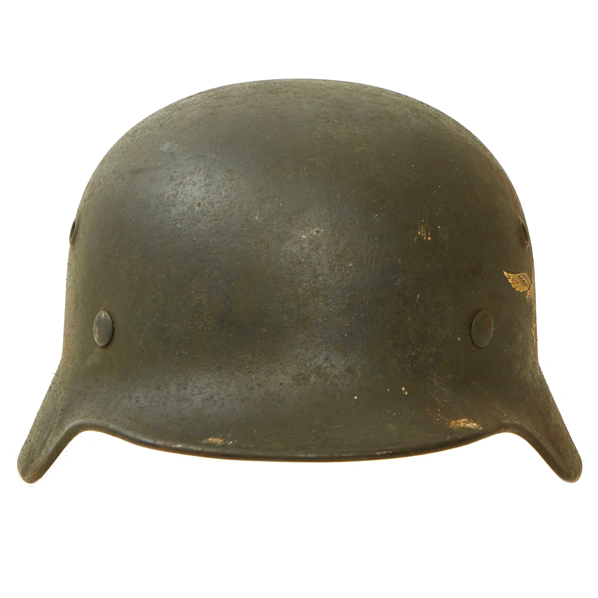 Original German WWII M40 Single Decal Luftwaffe Helmet with USGI Bring Back Certificate & Damaged Liner - ET62
