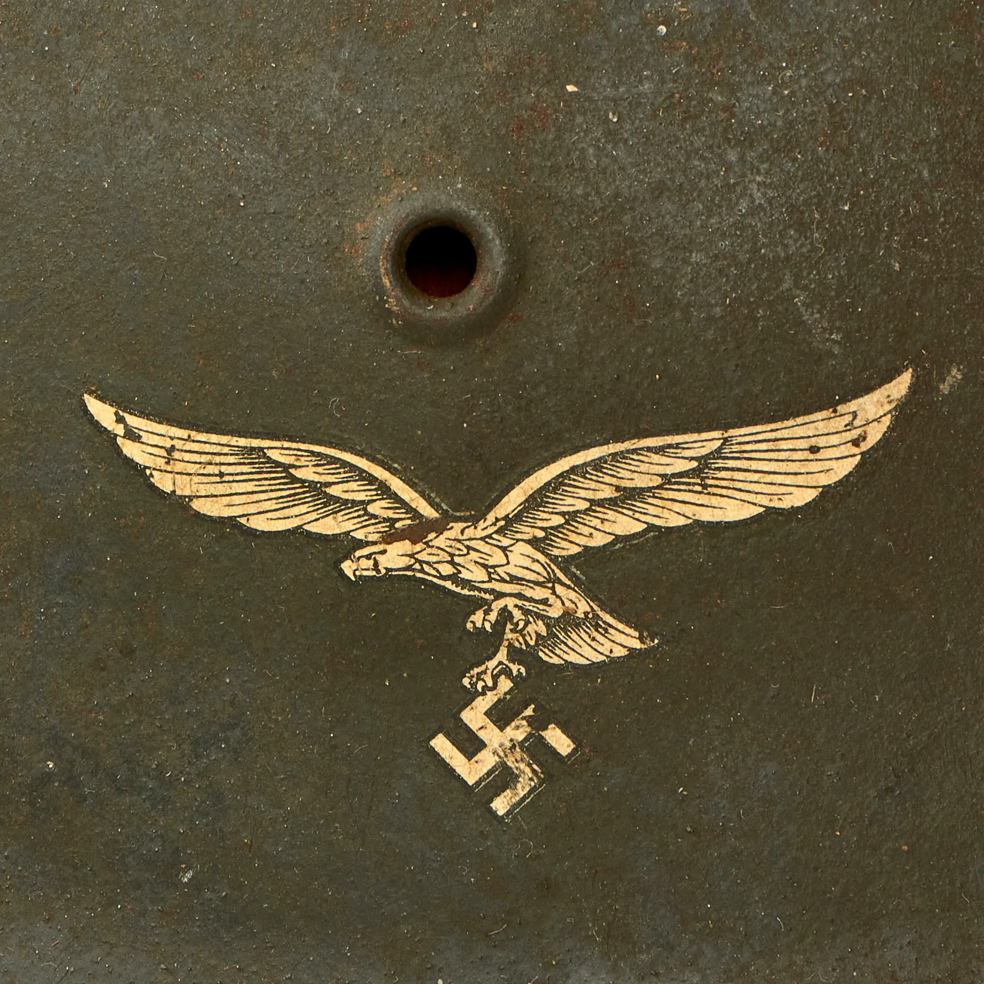 Original German WWII M40 Single Decal Luftwaffe Helmet with USGI Bring Back Certificate & Damaged Liner - ET62