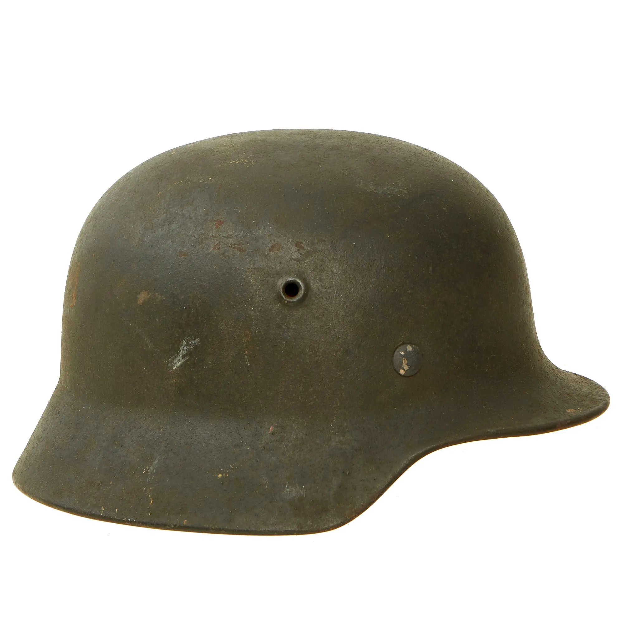 Original German WWII M40 Single Decal Luftwaffe Helmet with USGI Bring Back Certificate & Damaged Liner - ET62