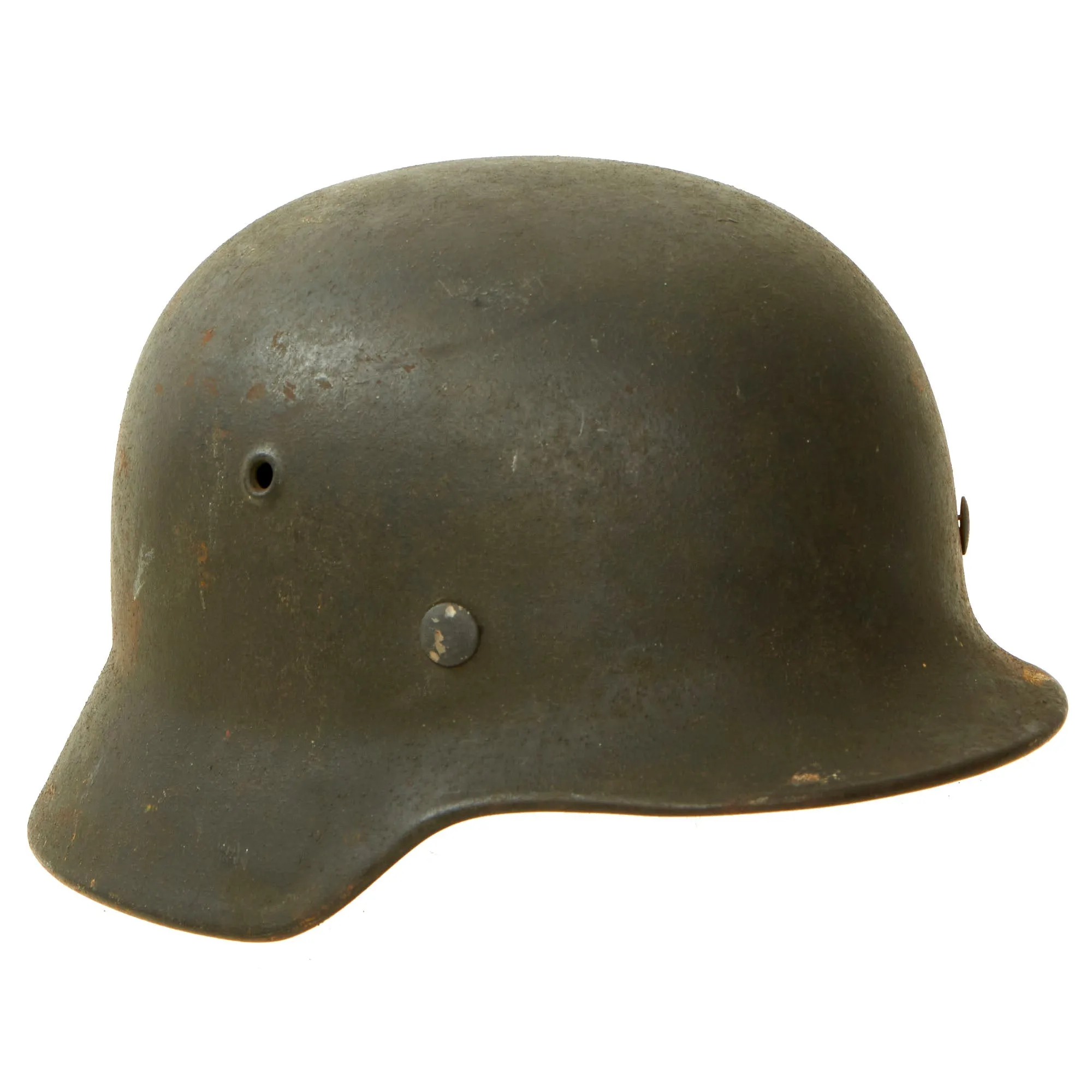 Original German WWII M40 Single Decal Luftwaffe Helmet with USGI Bring Back Certificate & Damaged Liner - ET62