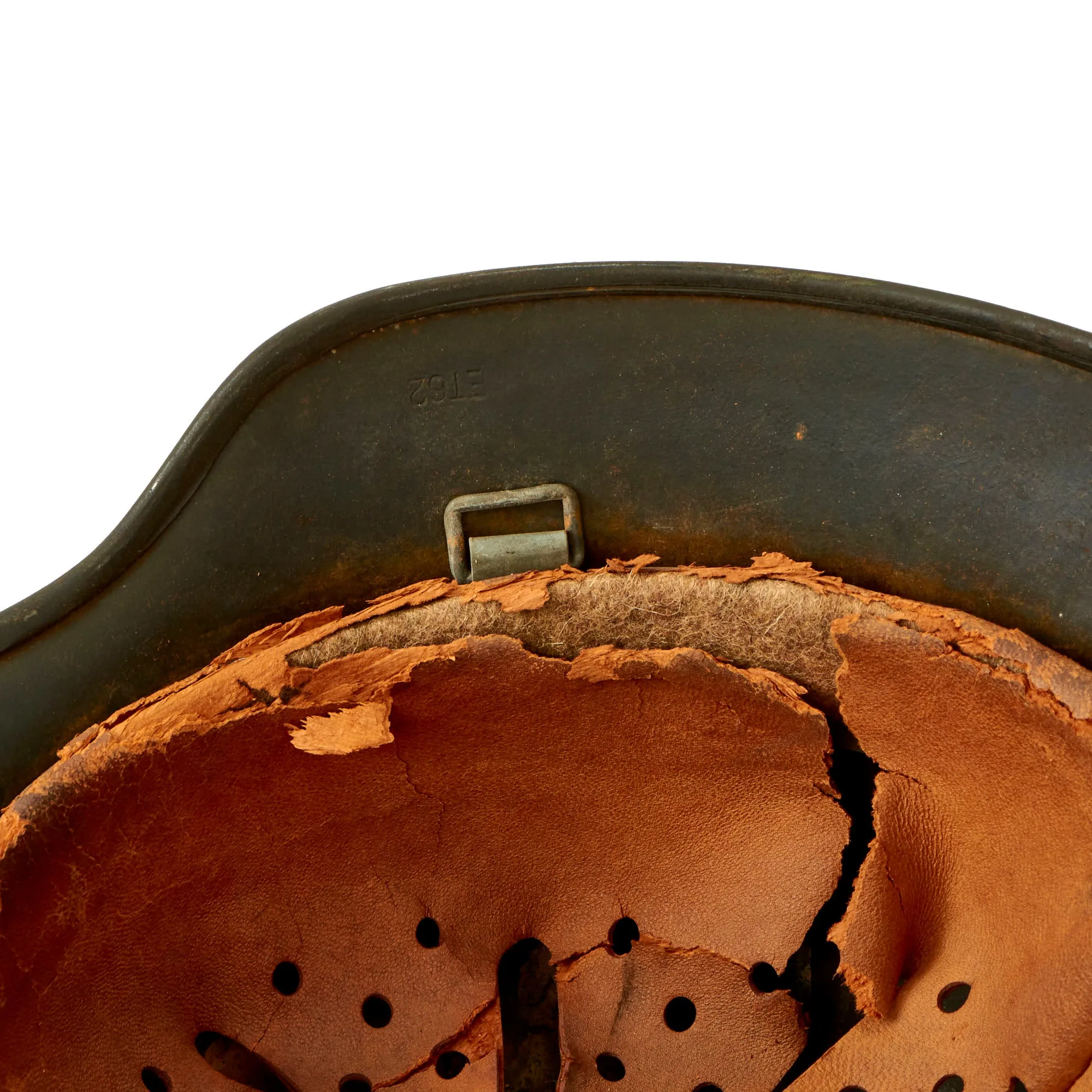Original German WWII M40 Single Decal Luftwaffe Helmet with USGI Bring Back Certificate & Damaged Liner - ET62