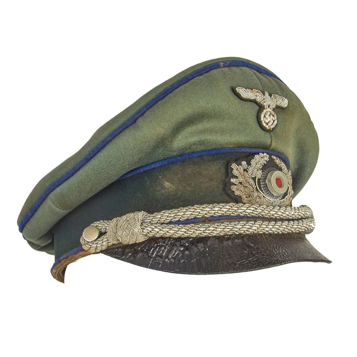 Original German WWII Military Medical Service Officer Schirmmütze Visor Crush Cap by Erwin Feudemann - Size 59