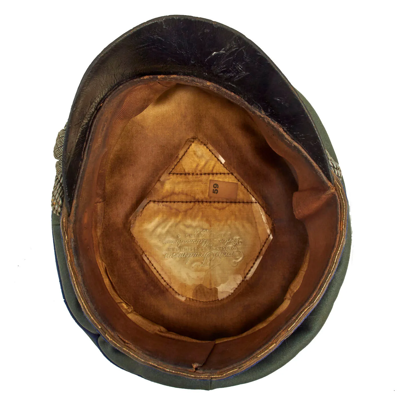 Original German WWII Military Medical Service Officer Schirmmütze Visor Crush Cap by Erwin Feudemann - Size 59