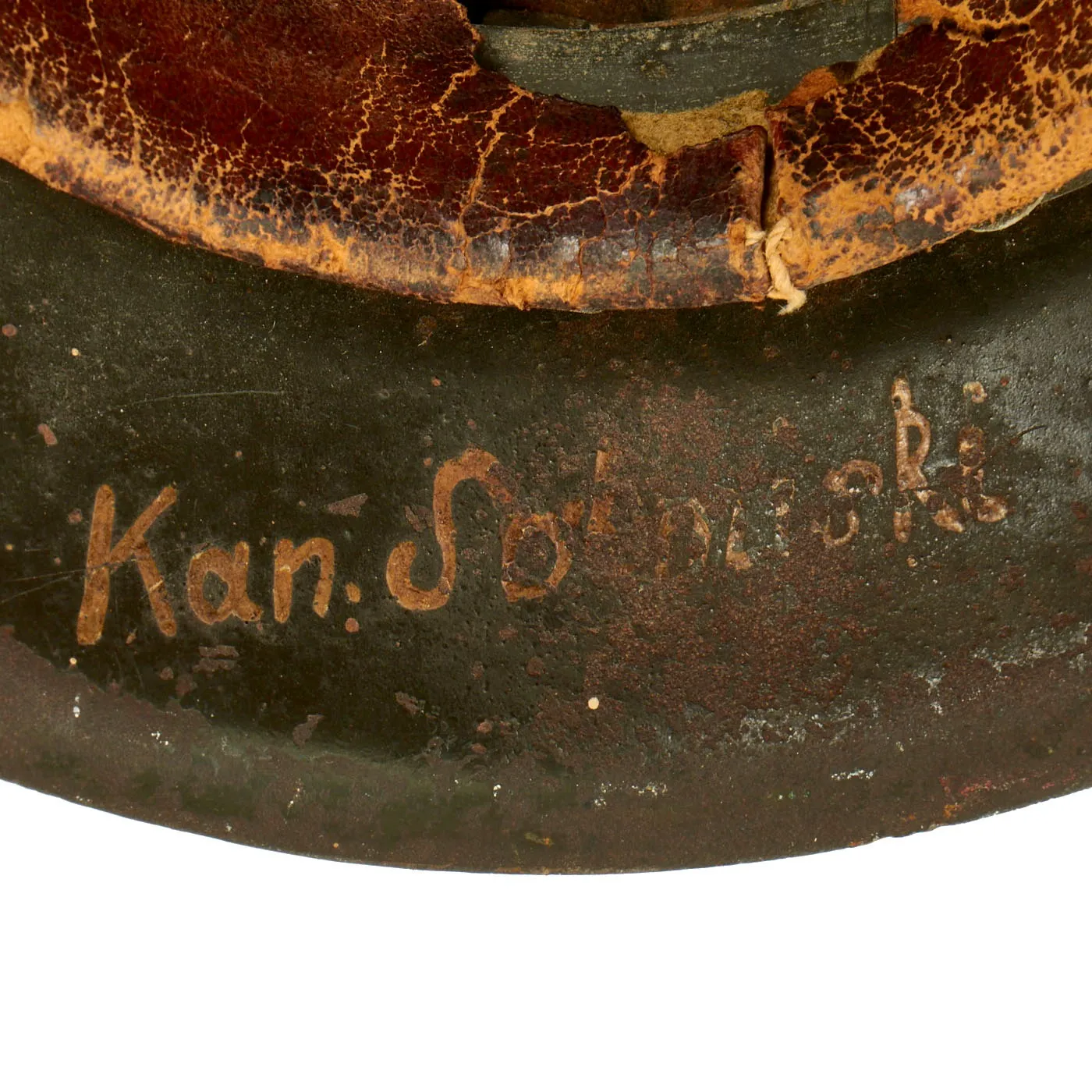 Original German WWII Named Army Heer M42 Single Decal Helmet with Partial Liner - Size 64 Shell