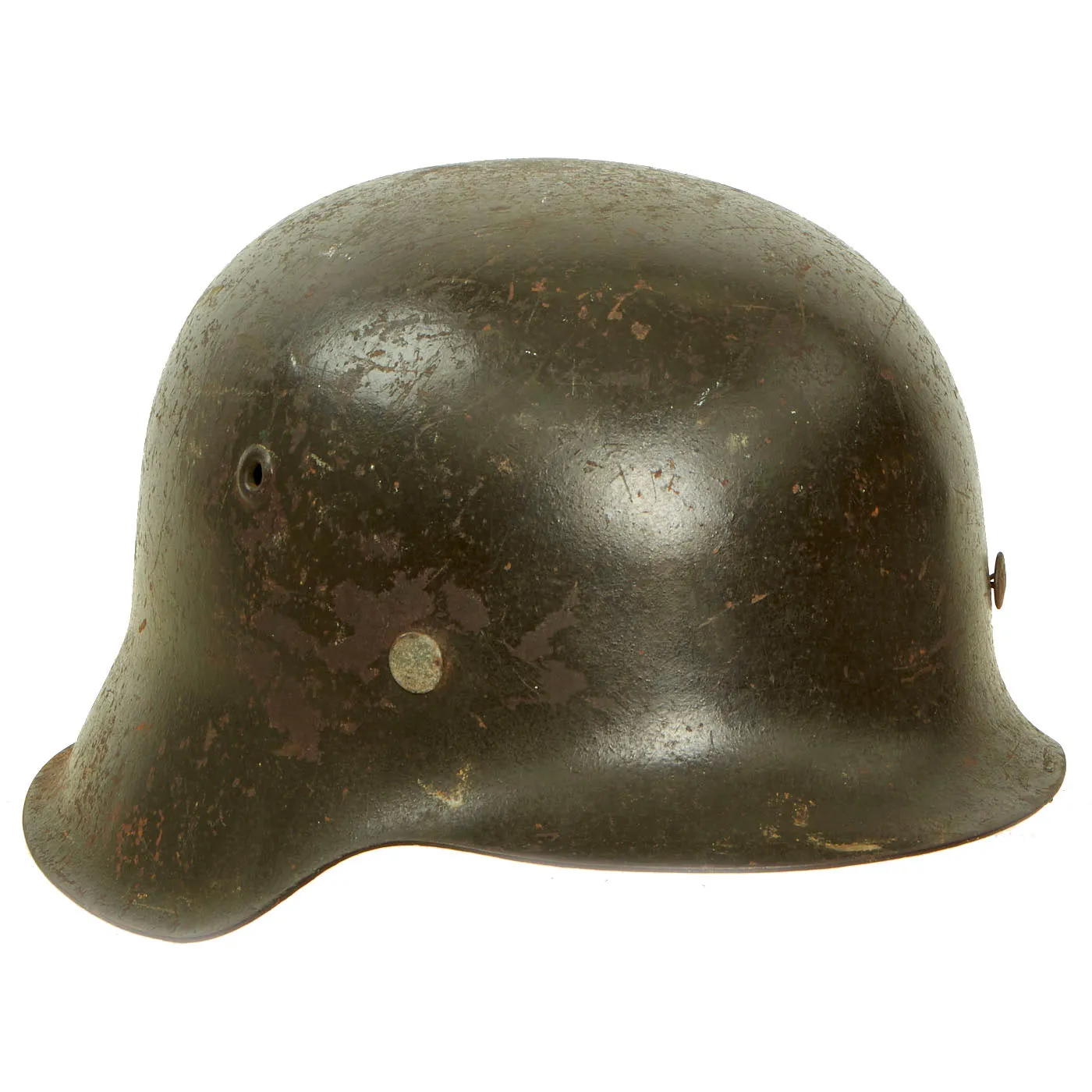 Original German WWII Named Army Heer M42 Single Decal Helmet with Partial Liner - Size 64 Shell