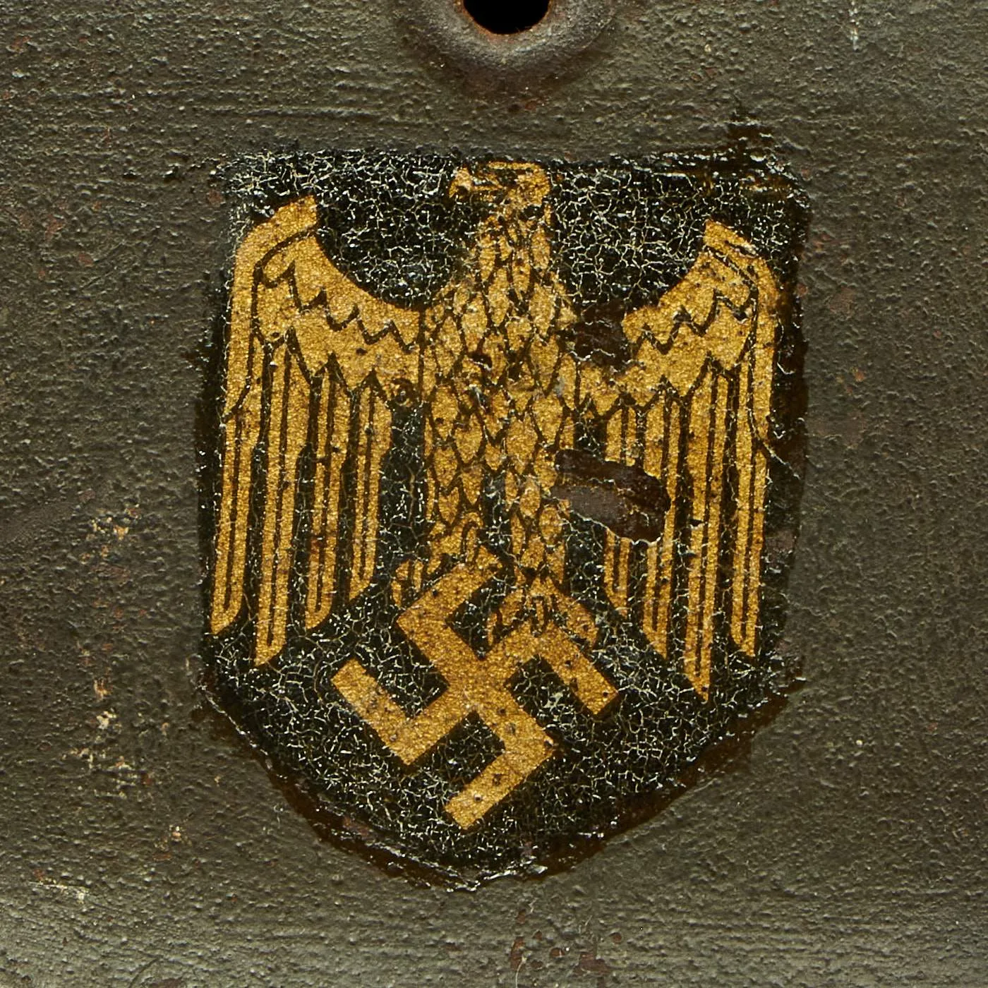 Original German WWII Named Service Worn M40 Single Decal Army Heer Helmet - ET64