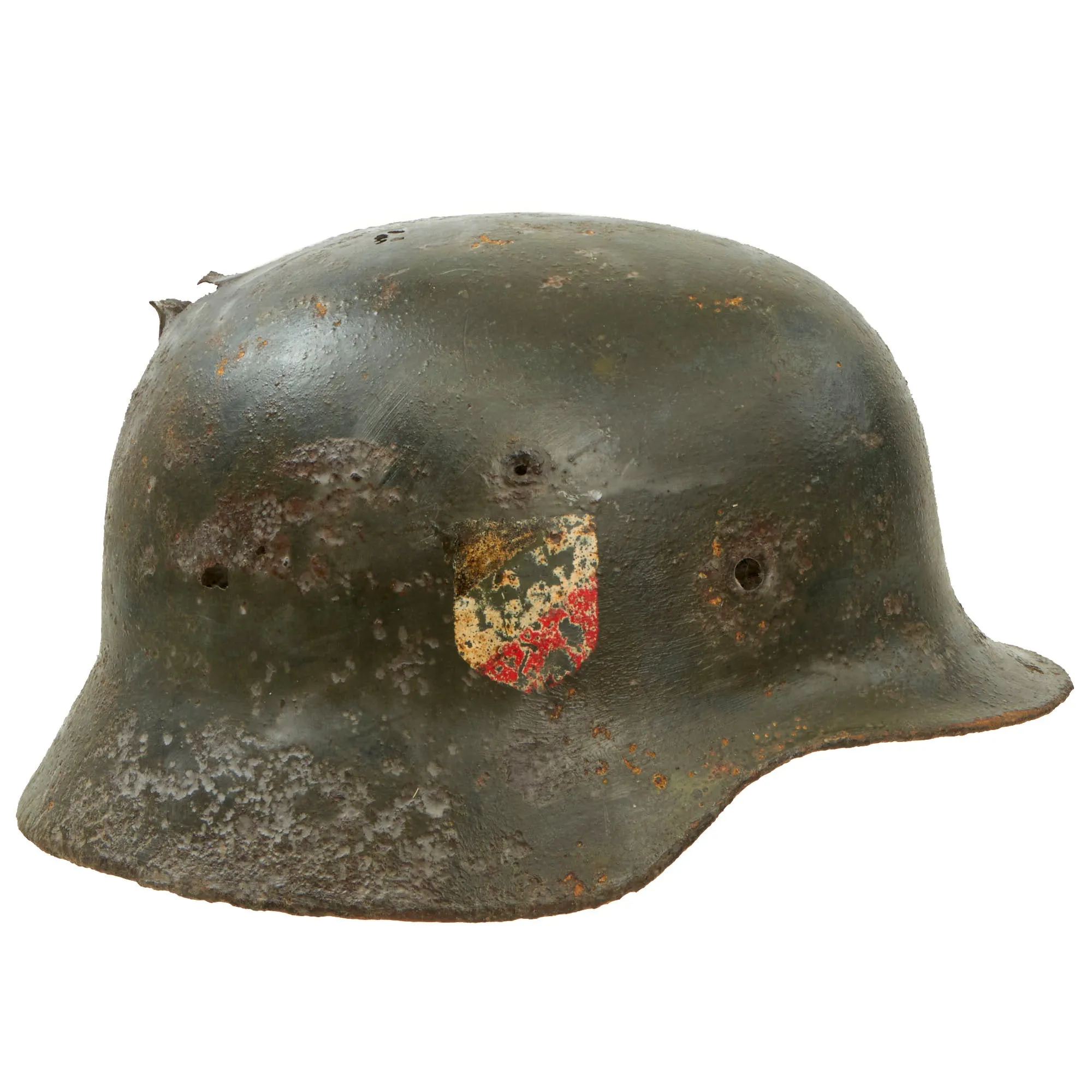 Original German WWII Relic Condition "Dug Up" Army Heer M35 Double Decal Helmet Shell - Size 64 Shell