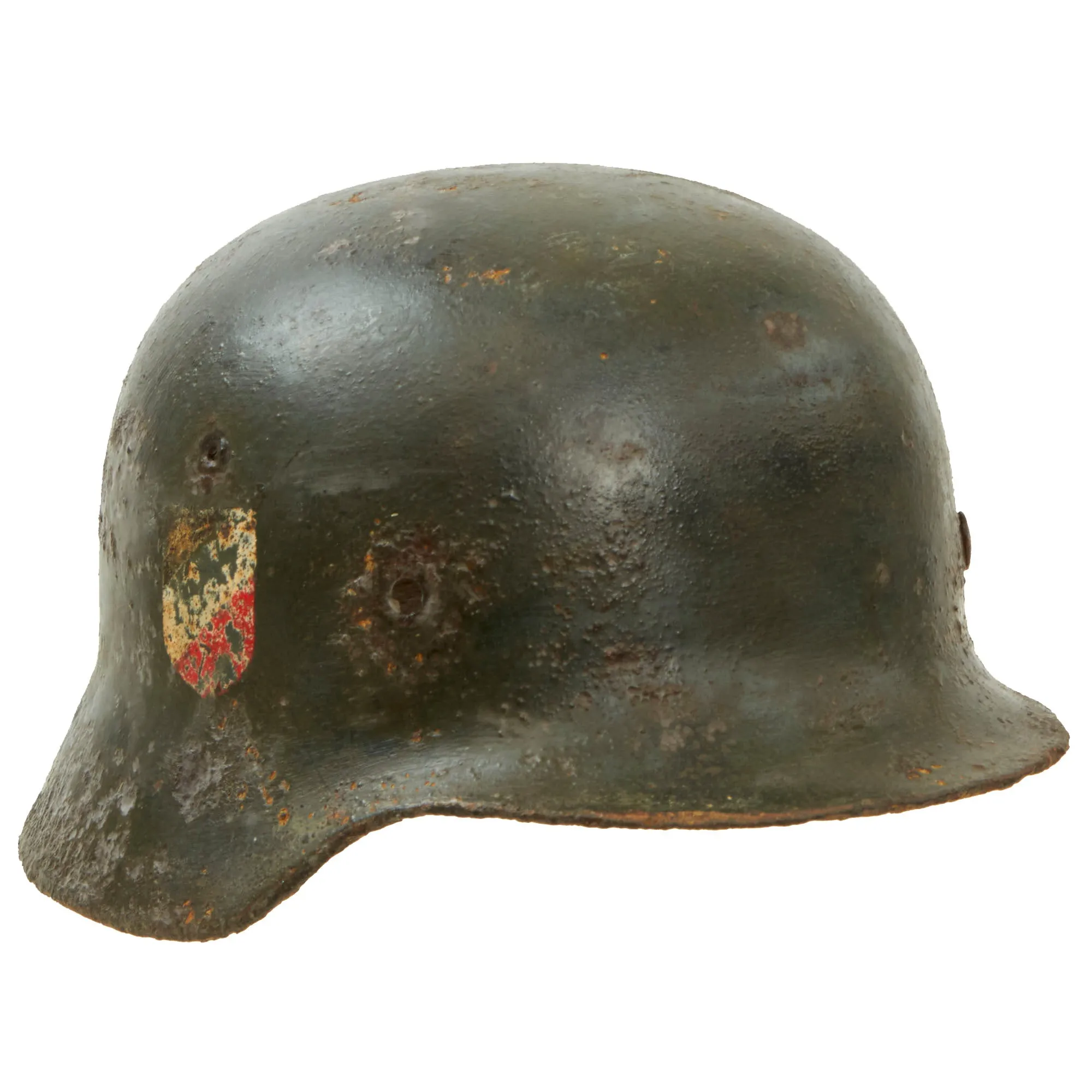 Original German WWII Relic Condition "Dug Up" Army Heer M35 Double Decal Helmet Shell - Size 64 Shell