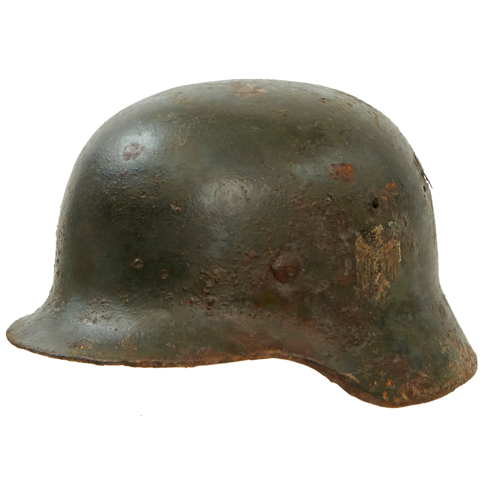 Original German WWII Relic Condition "Dug Up" Army Heer M35 Double Decal Helmet Shell - Size 64 Shell