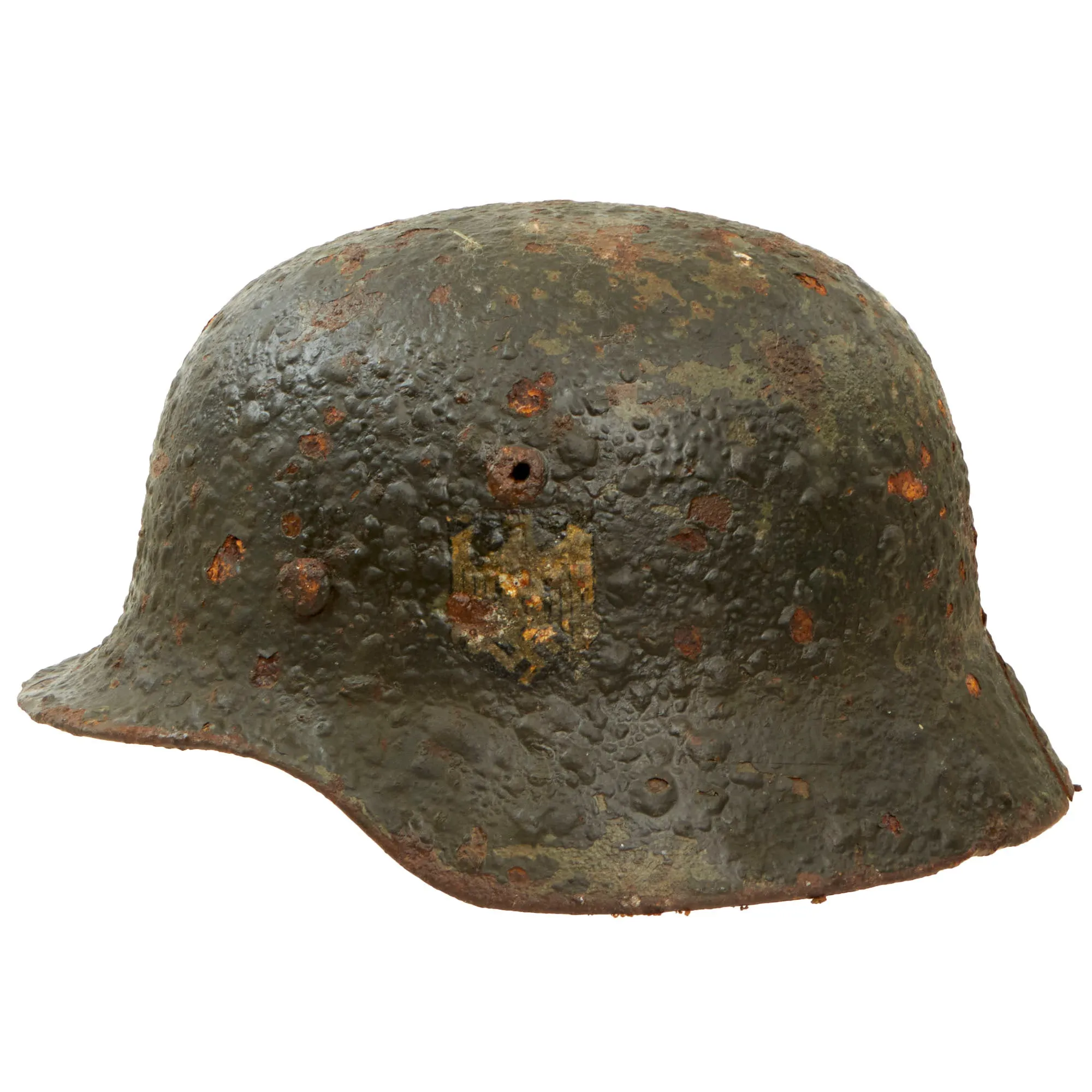 Original German WWII Relic Condition Siege of Leningrad "Dug Up" Army Heer M35 Double Decal Helmet - Size 64 Shell