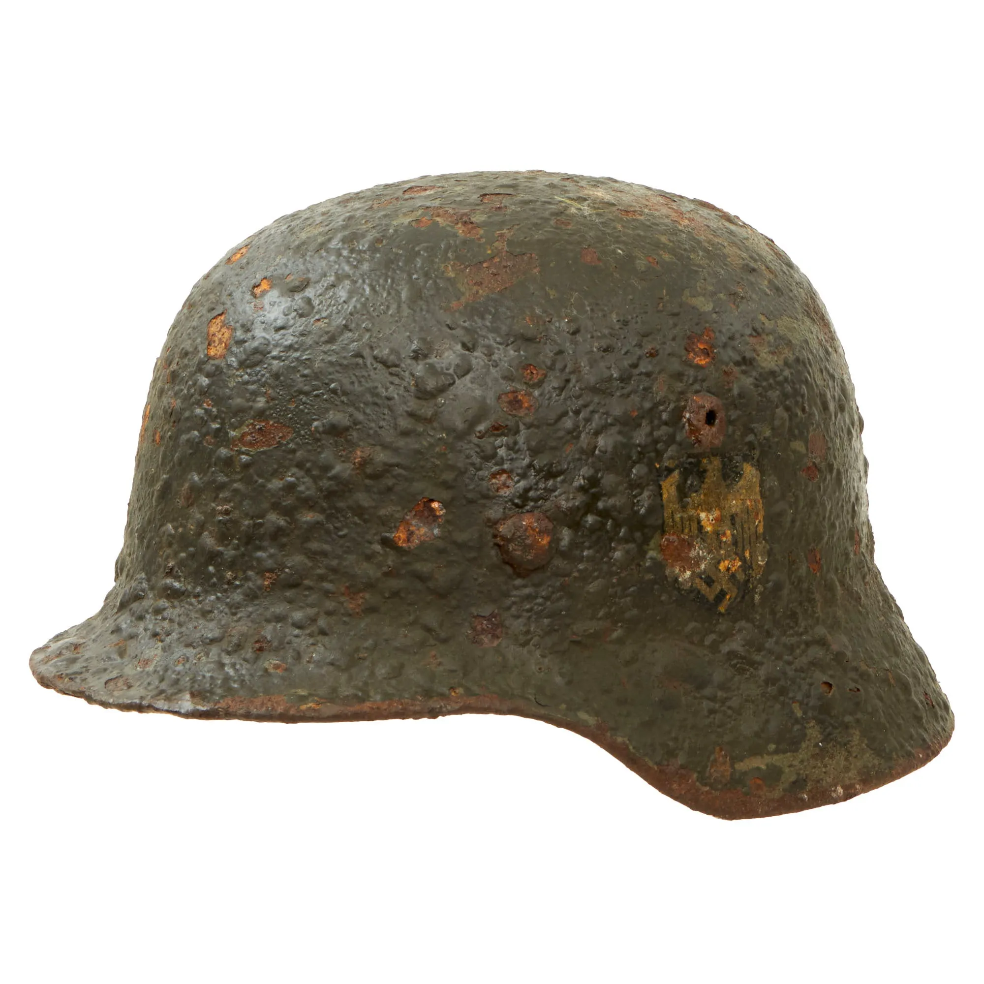 Original German WWII Relic Condition Siege of Leningrad "Dug Up" Army Heer M35 Double Decal Helmet - Size 64 Shell