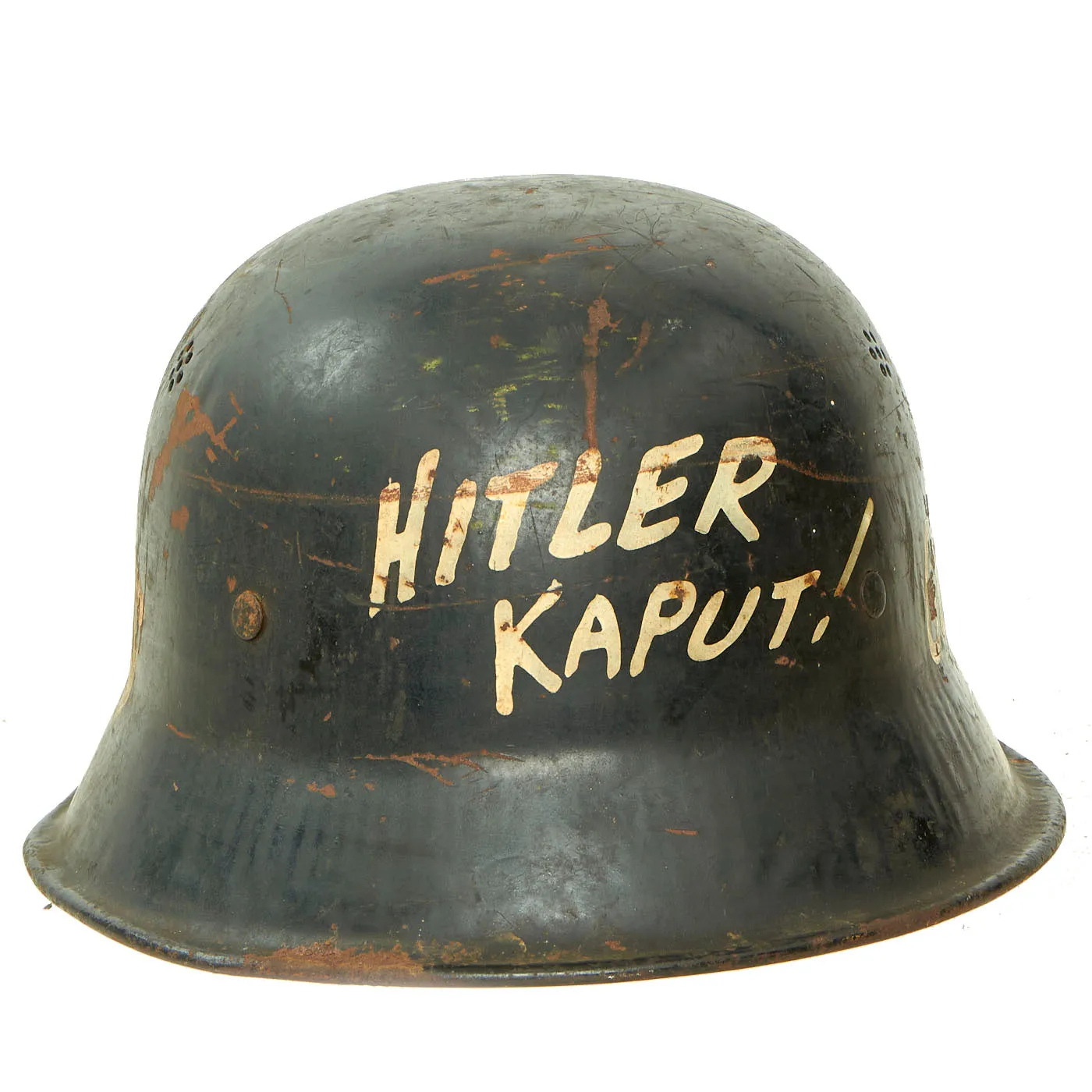 Original German WWII USGI Captured and Decorated M34 Civic Steel Helmet - size 55