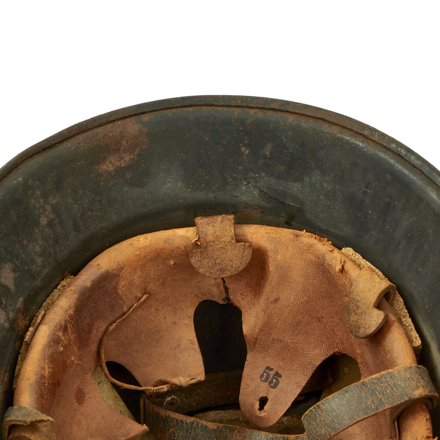 Original German WWII USGI Captured and Decorated M34 Civic Steel Helmet - size 55
