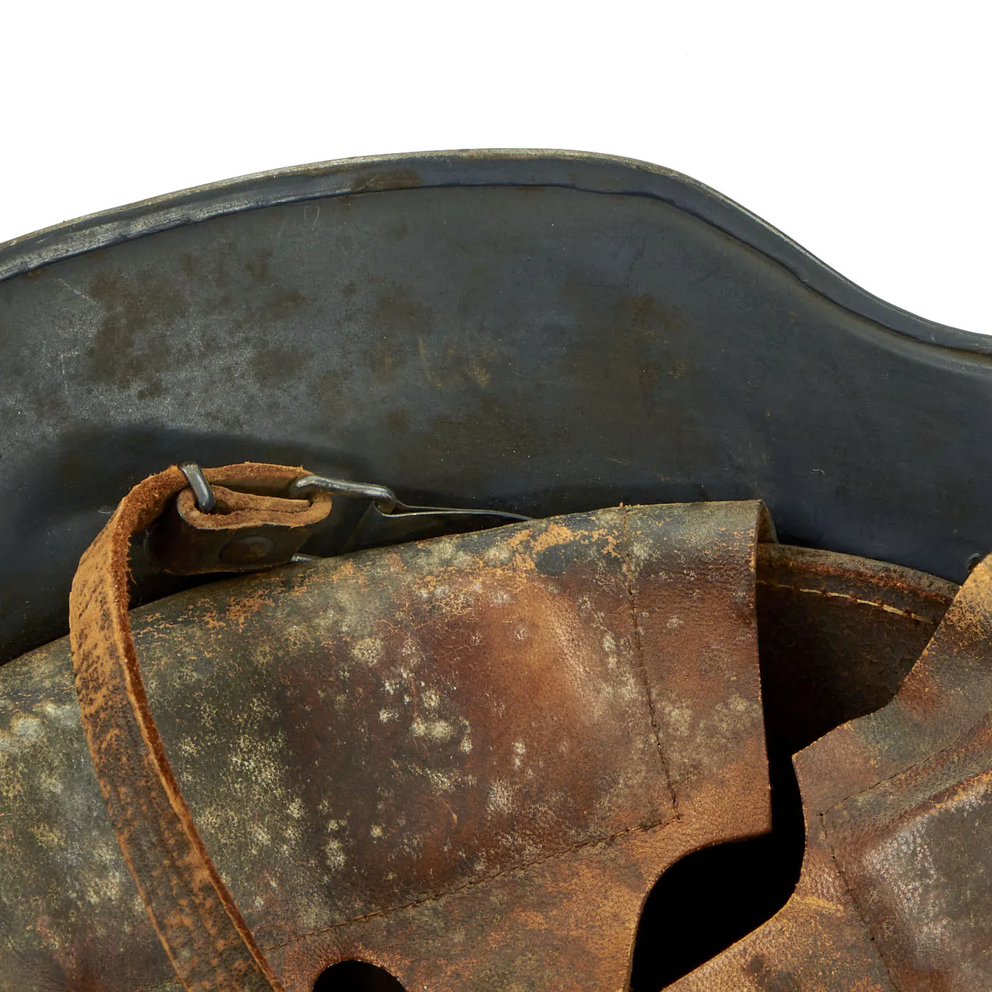 Original Rare German Pre-WWII Luftschutz Civil Air Defense Commercial Stahlhelm Helmet with Liner & Chinstrap - Shell Size 66