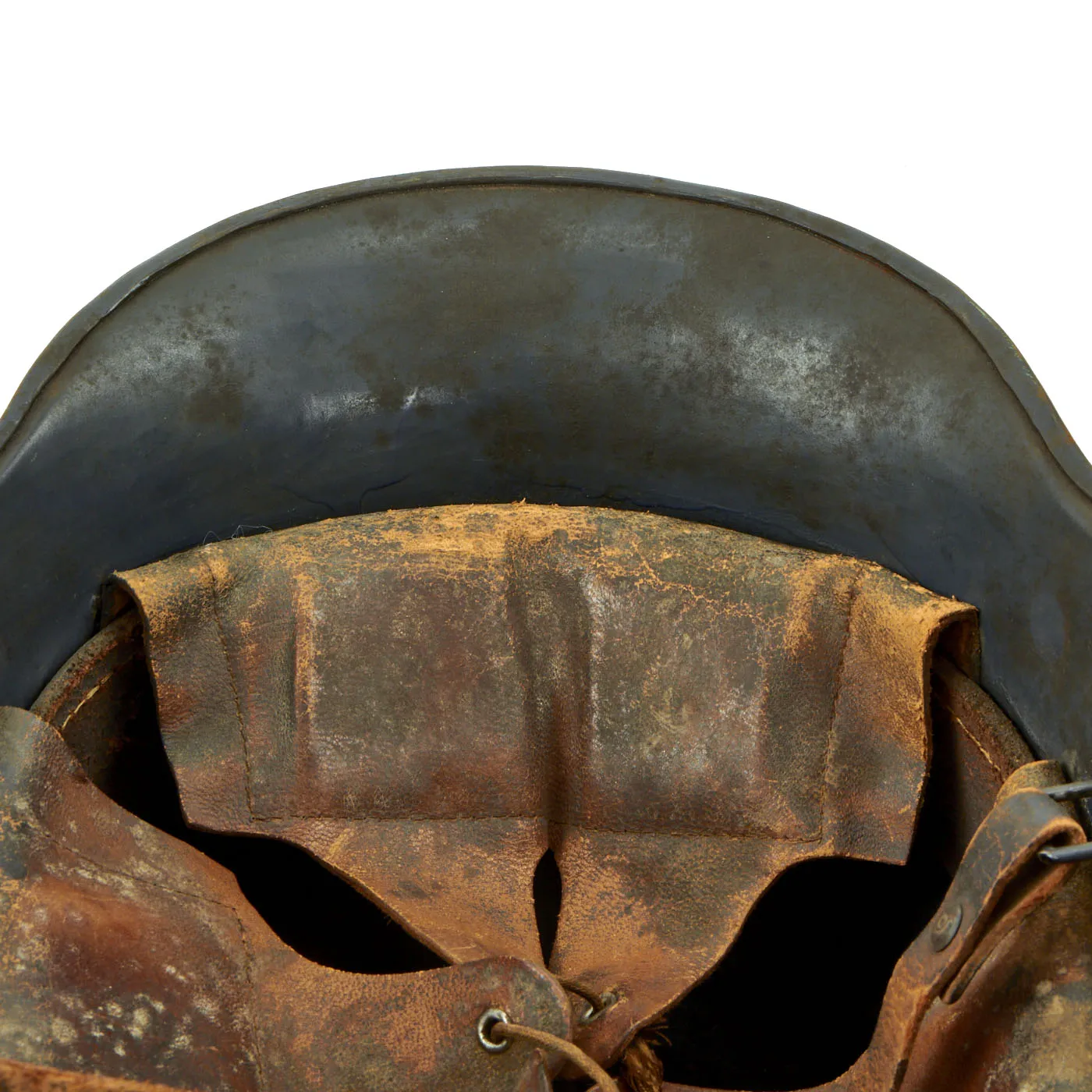 Original Rare German Pre-WWII Luftschutz Civil Air Defense Commercial Stahlhelm Helmet with Liner & Chinstrap - Shell Size 66