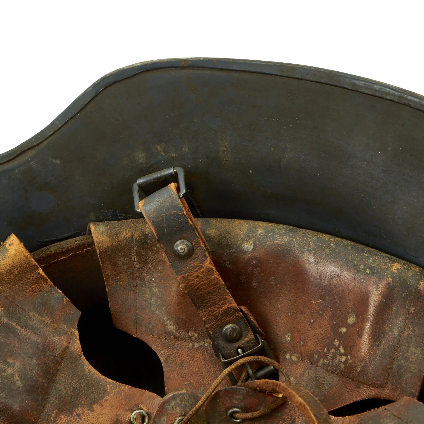 Original Rare German Pre-WWII Luftschutz Civil Air Defense Commercial Stahlhelm Helmet with Liner & Chinstrap - Shell Size 66