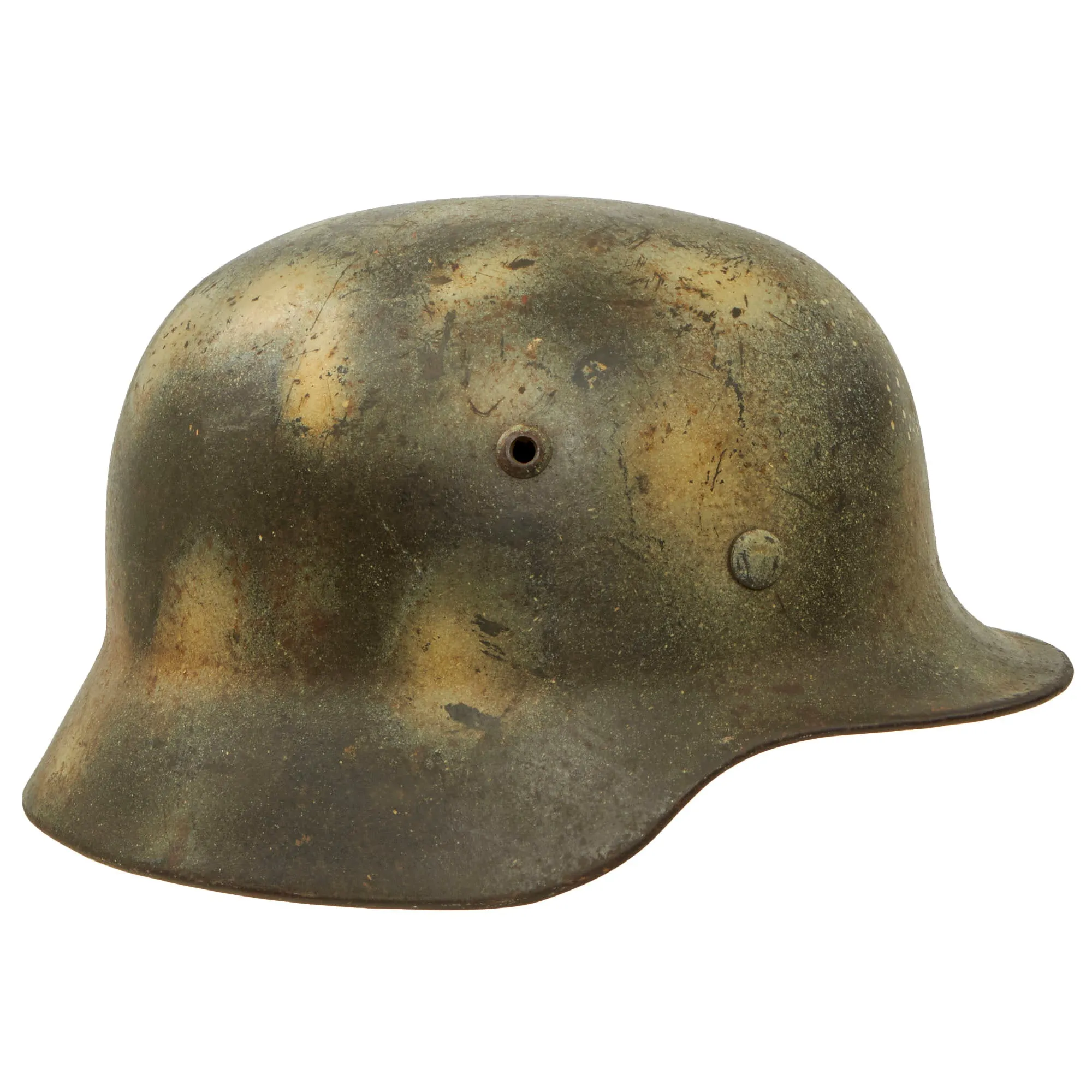 Original Rare German WWII Named Kriegsmarine Navy M35 Single Decal Overpaint Camouflage Helmet & 56cm Liner - SE64