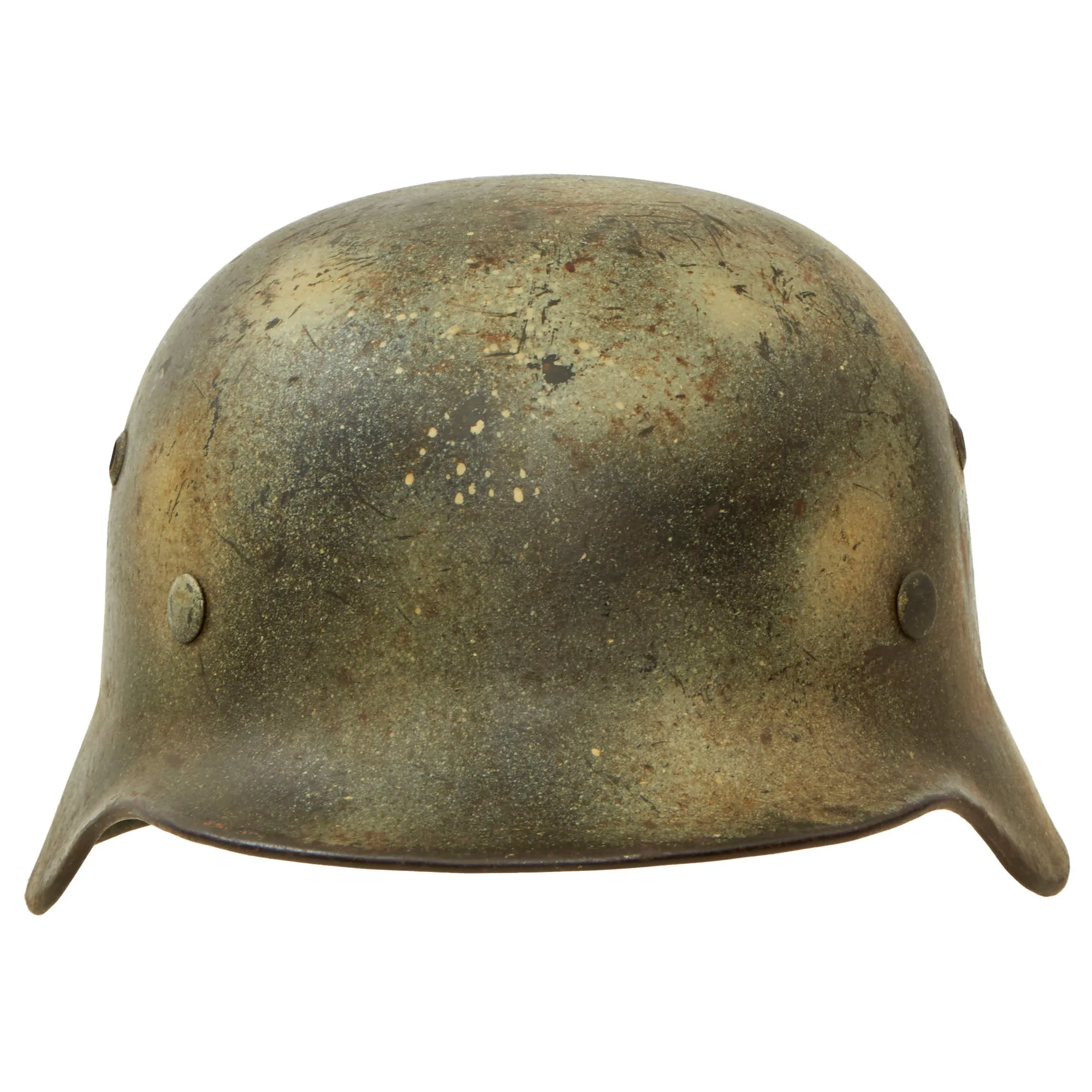 Original Rare German WWII Named Kriegsmarine Navy M35 Single Decal Overpaint Camouflage Helmet & 56cm Liner - SE64