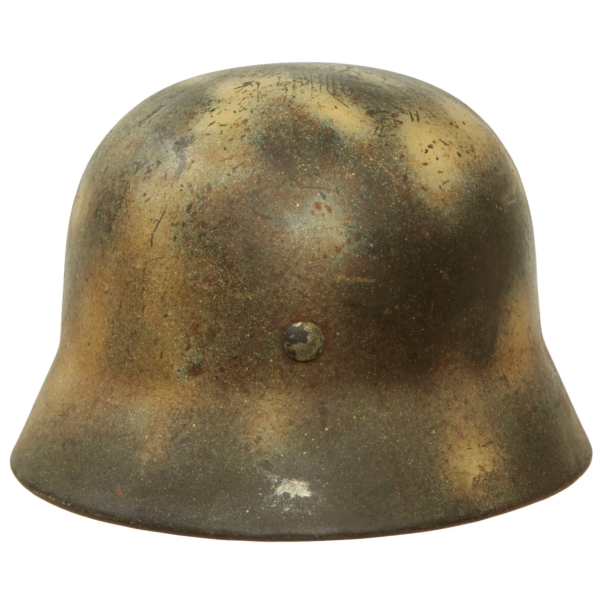 Original Rare German WWII Named Kriegsmarine Navy M35 Single Decal Overpaint Camouflage Helmet & 56cm Liner - SE64