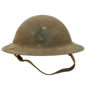 Original U.S. WWI M1917 29th Infantry Division Doughboy Helmet with Liner & Chinstrap - Blue & Gray Division