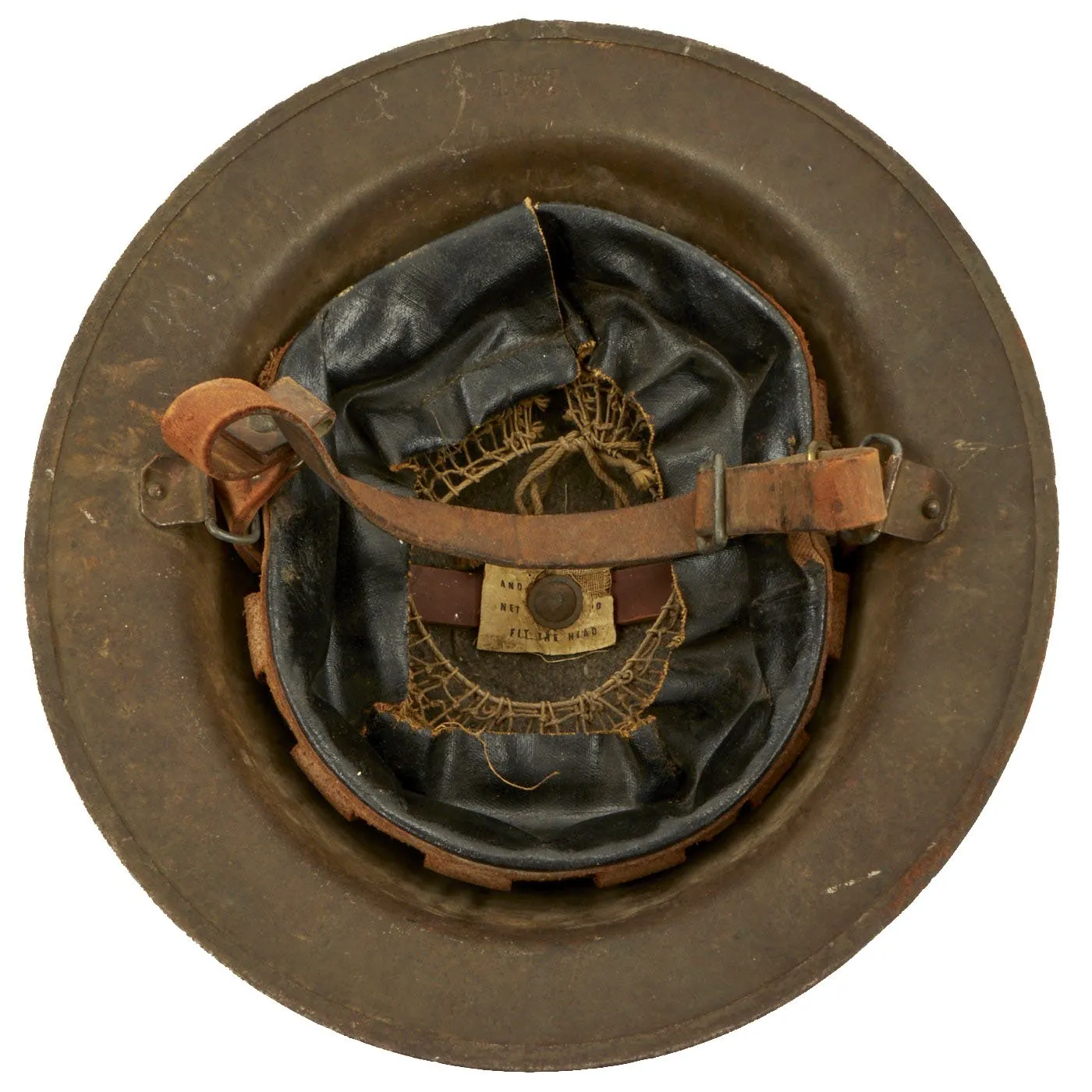 Original U.S. WWI M1917 29th Infantry Division Doughboy Helmet with Liner & Chinstrap - Blue & Gray Division