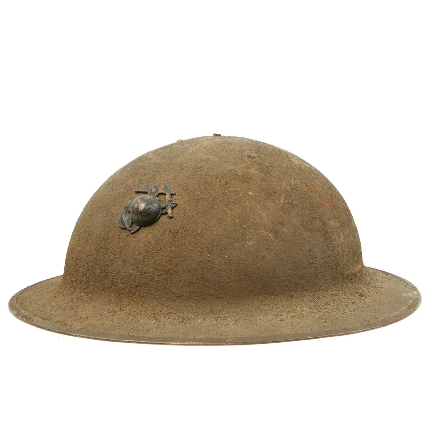 Original U.S. WWI United States Marine Corps M1917 Helmet With E.G.A. - Shell with Chinstrap