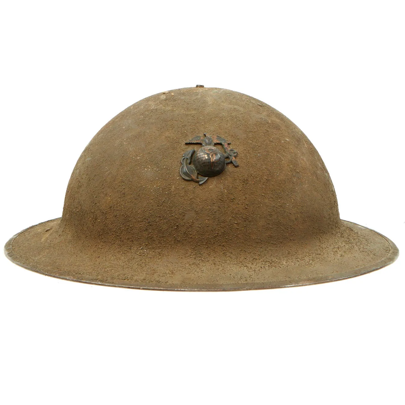 Original U.S. WWI United States Marine Corps M1917 Helmet With E.G.A. - Shell with Chinstrap
