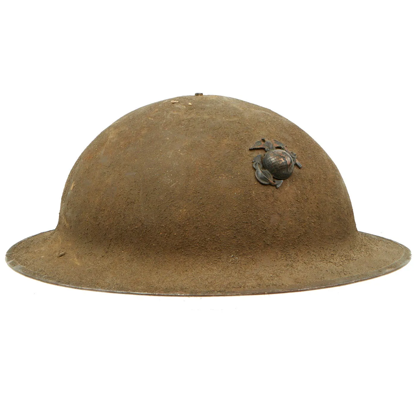 Original U.S. WWI United States Marine Corps M1917 Helmet With E.G.A. - Shell with Chinstrap