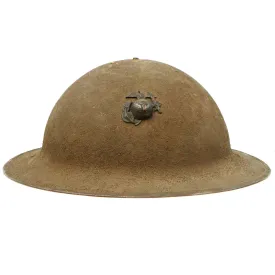 Original U.S. WWI United States Marine Corps M1917 Helmet With E.G.A. - Shell with Chinstrap