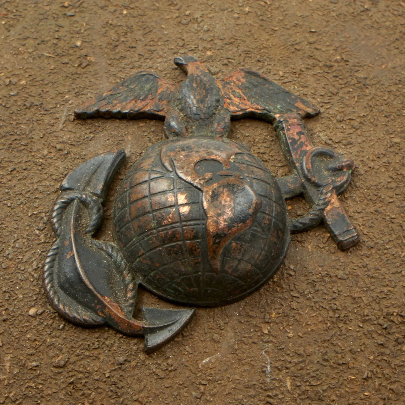 Original U.S. WWI United States Marine Corps M1917 Helmet With E.G.A. - Shell with Chinstrap