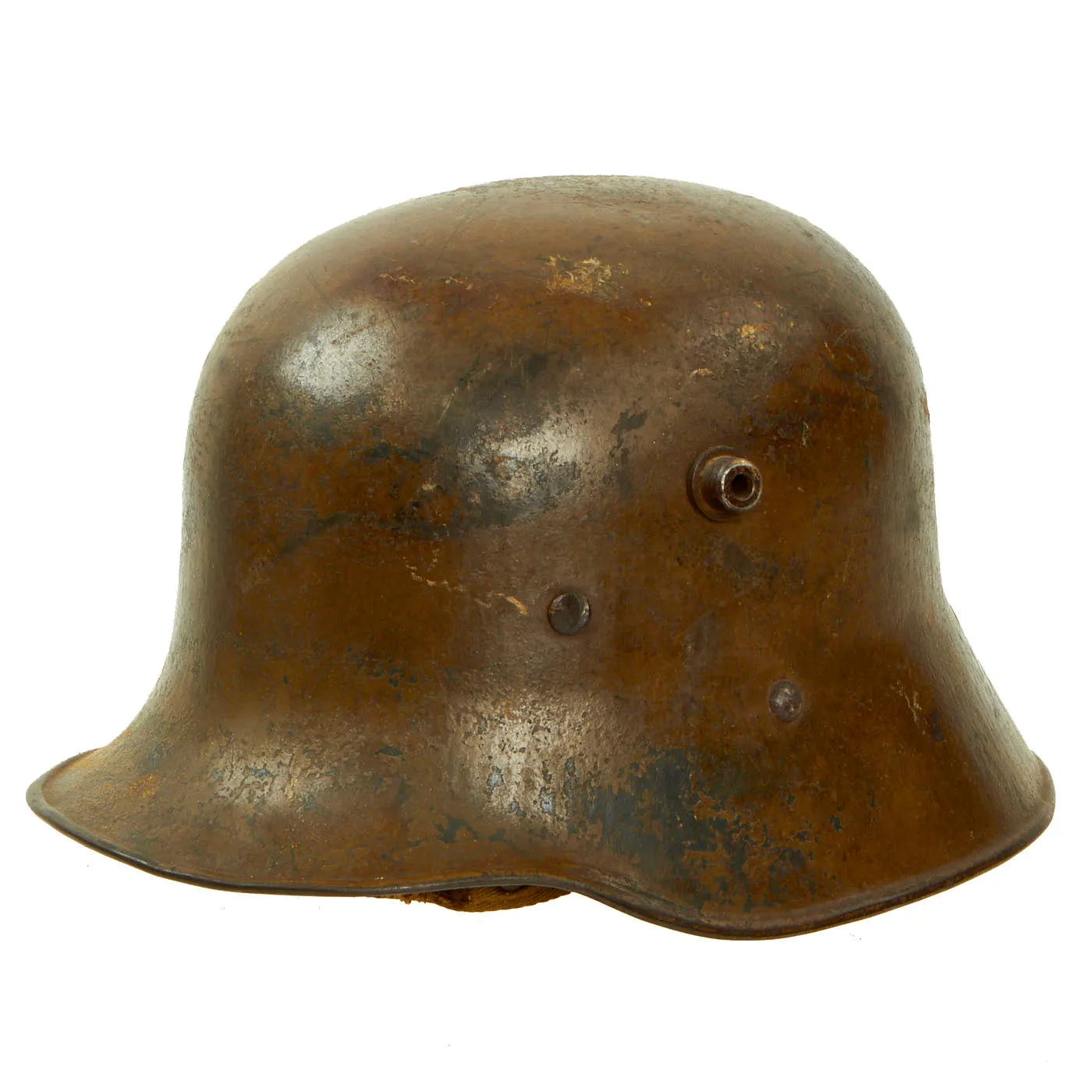 Original WWI Austro-Hungarian M17 Steel Helmet with Worn Liner & Chinstrap - Marked AW64