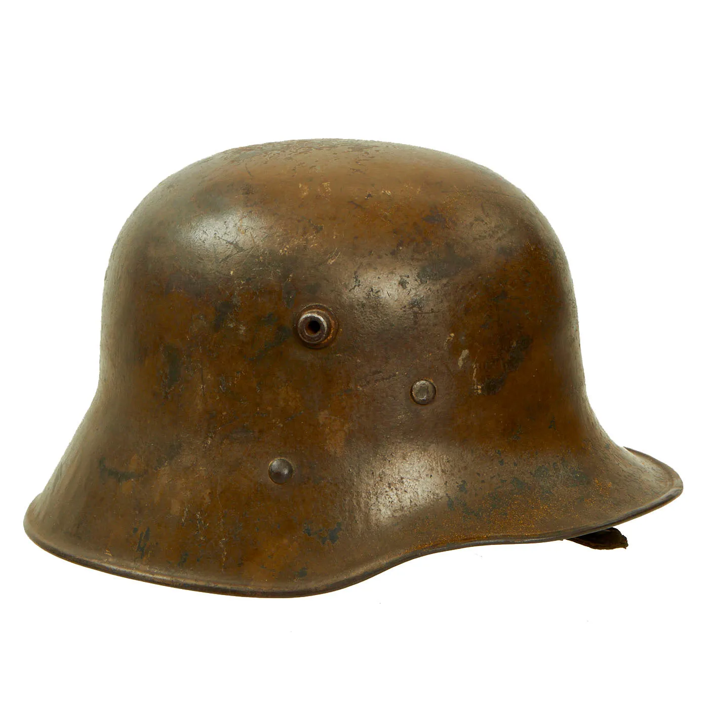 Original WWI Austro-Hungarian M17 Steel Helmet with Worn Liner & Chinstrap - Marked AW64