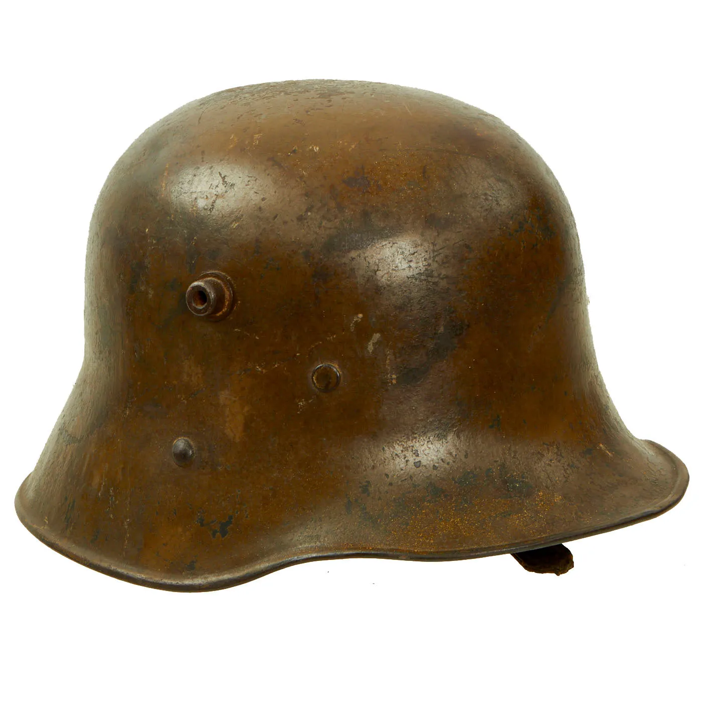 Original WWI Austro-Hungarian M17 Steel Helmet with Worn Liner & Chinstrap - Marked AW64