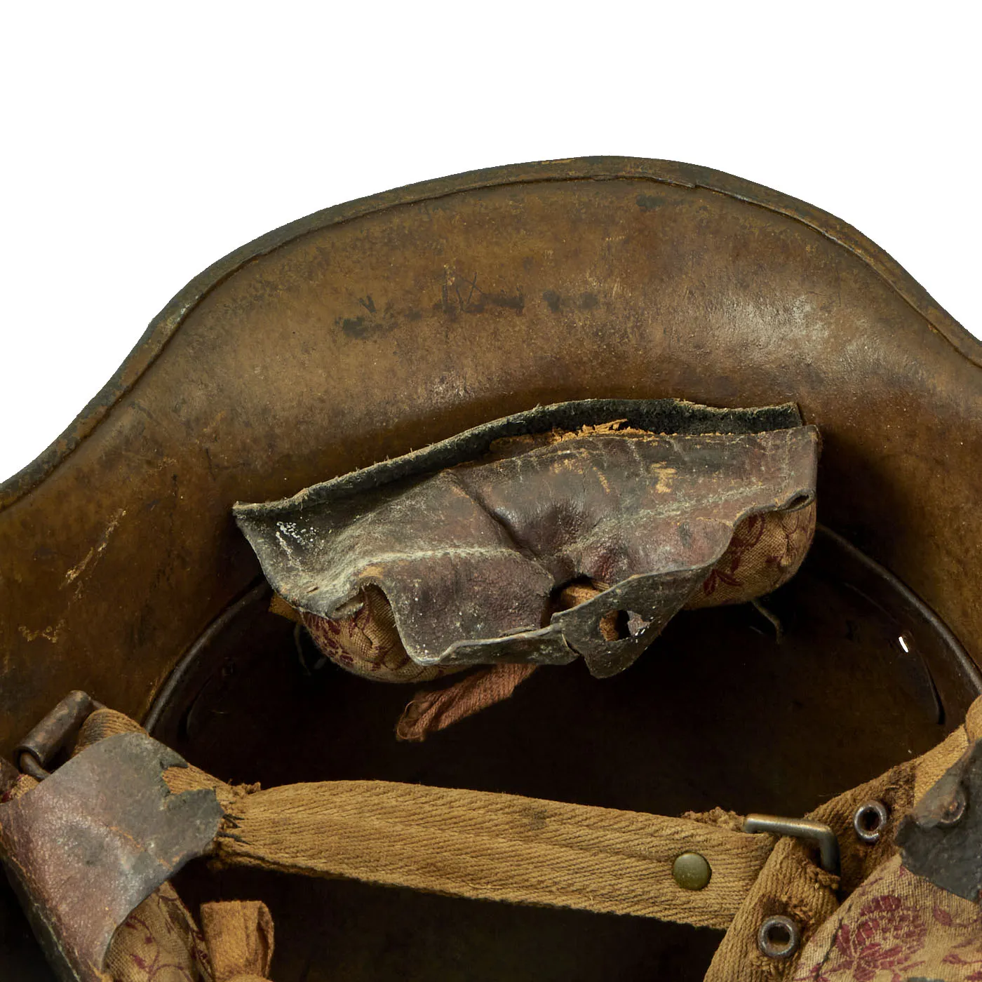 Original WWI Austro-Hungarian M17 Steel Helmet with Worn Liner & Chinstrap - Marked AW64