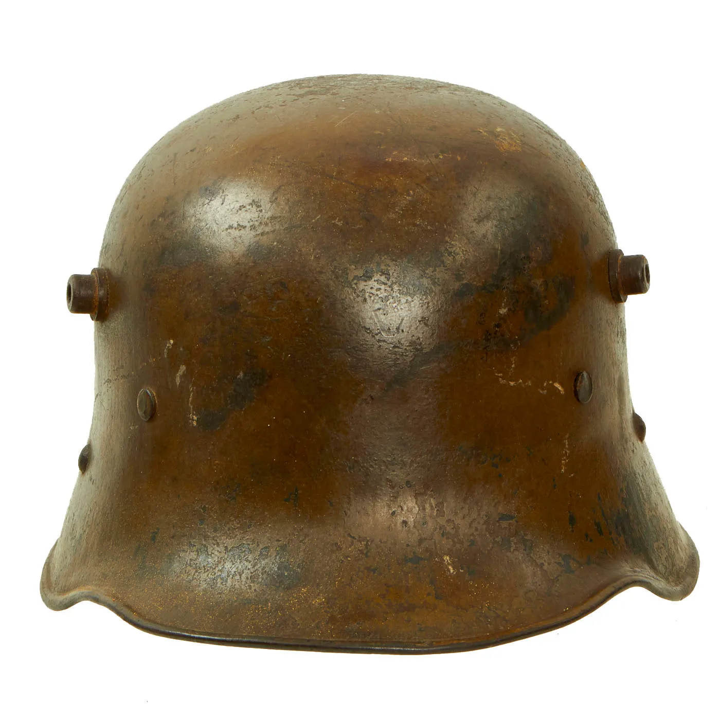 Original WWI Austro-Hungarian M17 Steel Helmet with Worn Liner & Chinstrap - Marked AW64
