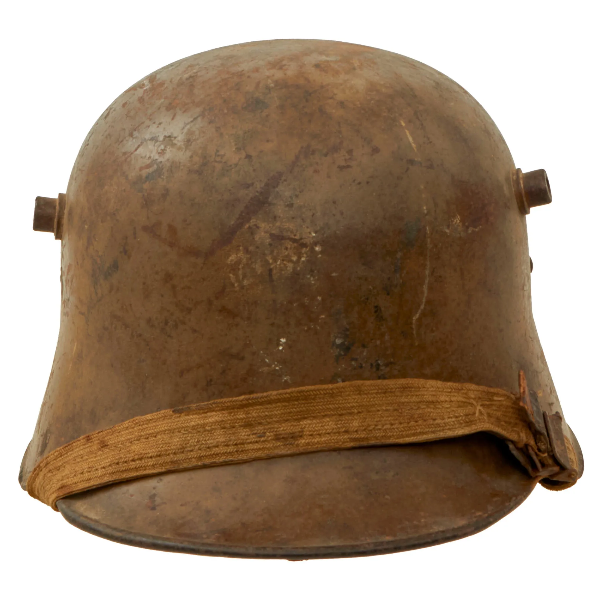 Original WWI Austro-Hungarian Model M18 “Hungarian” Steel Helmet by Berndorfer with Partial Liner & Scarce Chinstrap Configuration - Size 64