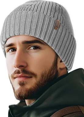 OUTDOOR SHAPING Merino Wool Beanie for Men & Women, Unisex Daily Cuffed Plain Knit Hat, Soft Warm Winter Hat