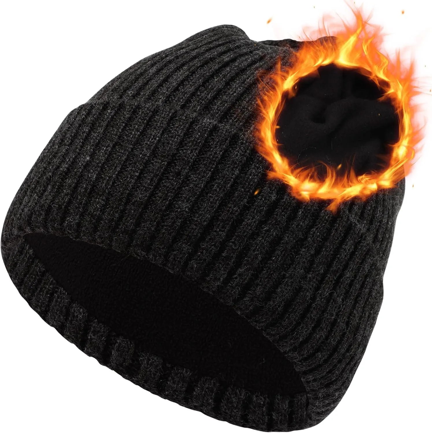 Oversize L/XL/XXL Beanie Hat for Big Heads - Unisex Merino Wool Cuff Beanie Winter Hat for Men and Women