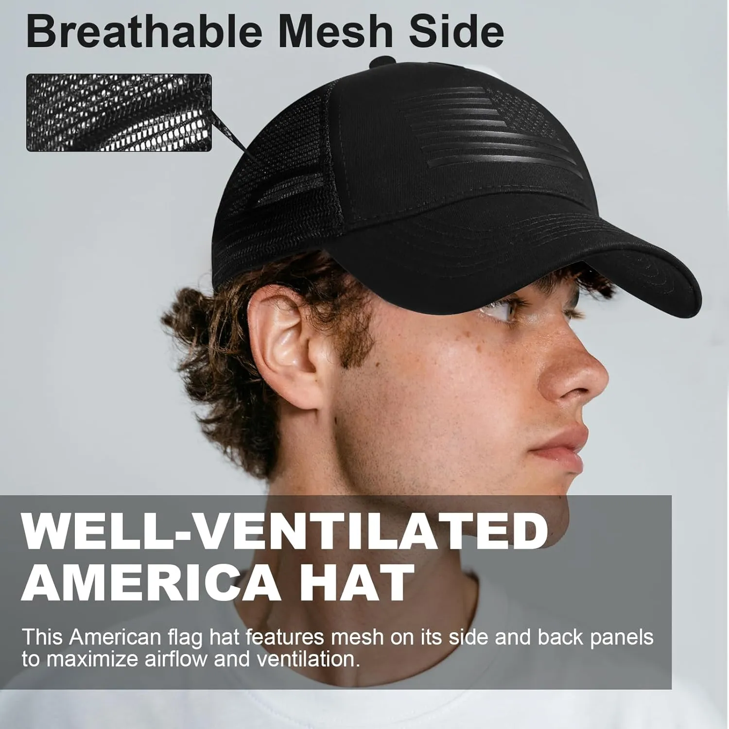 Oversize XXL American Flag Trucker Hat Sport Snapback Hat, Large Size Breathable Mesh Baseball Cap for Men Big Head